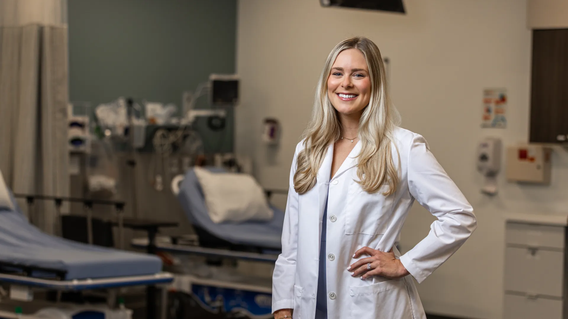 a woman in a hospital room