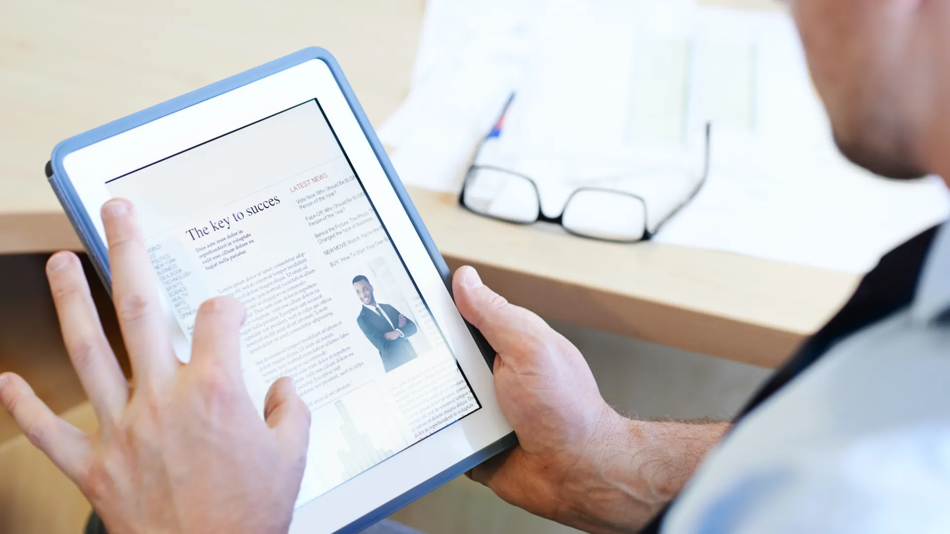 a person holding a tablet