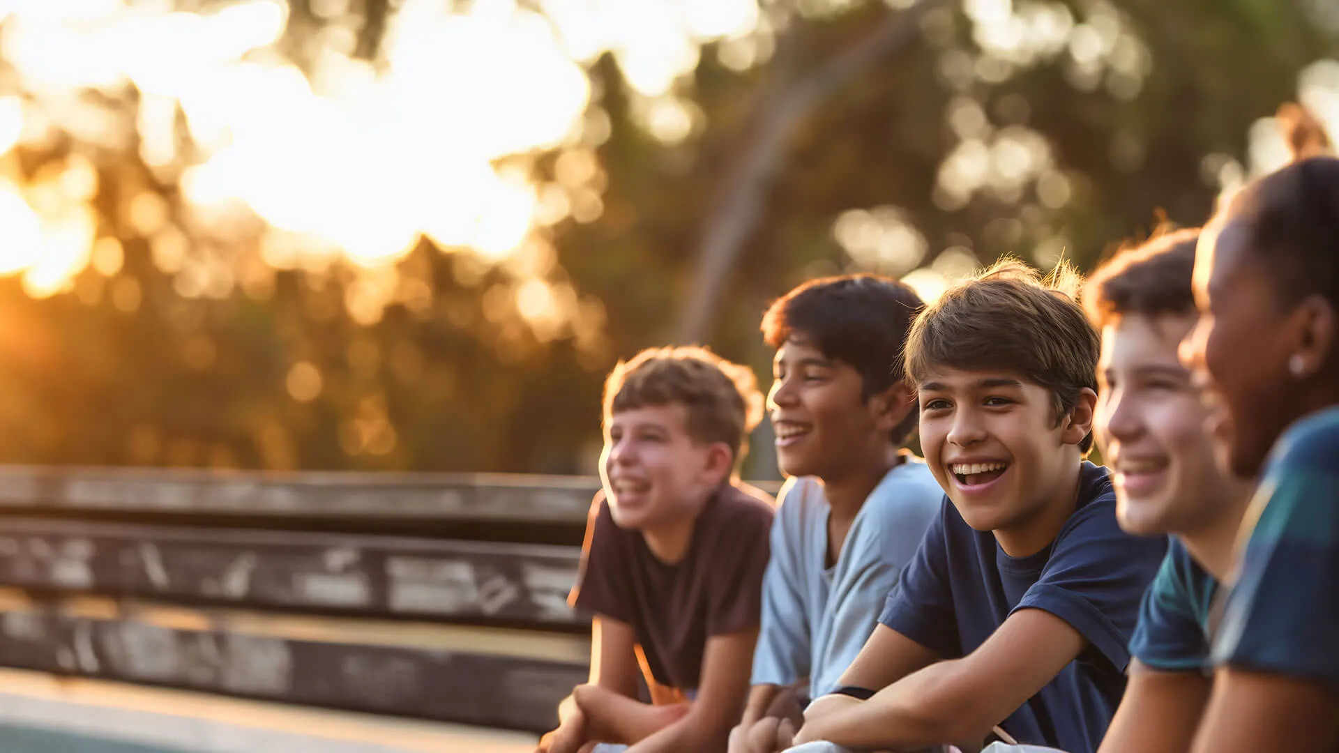 a group of boys smiling