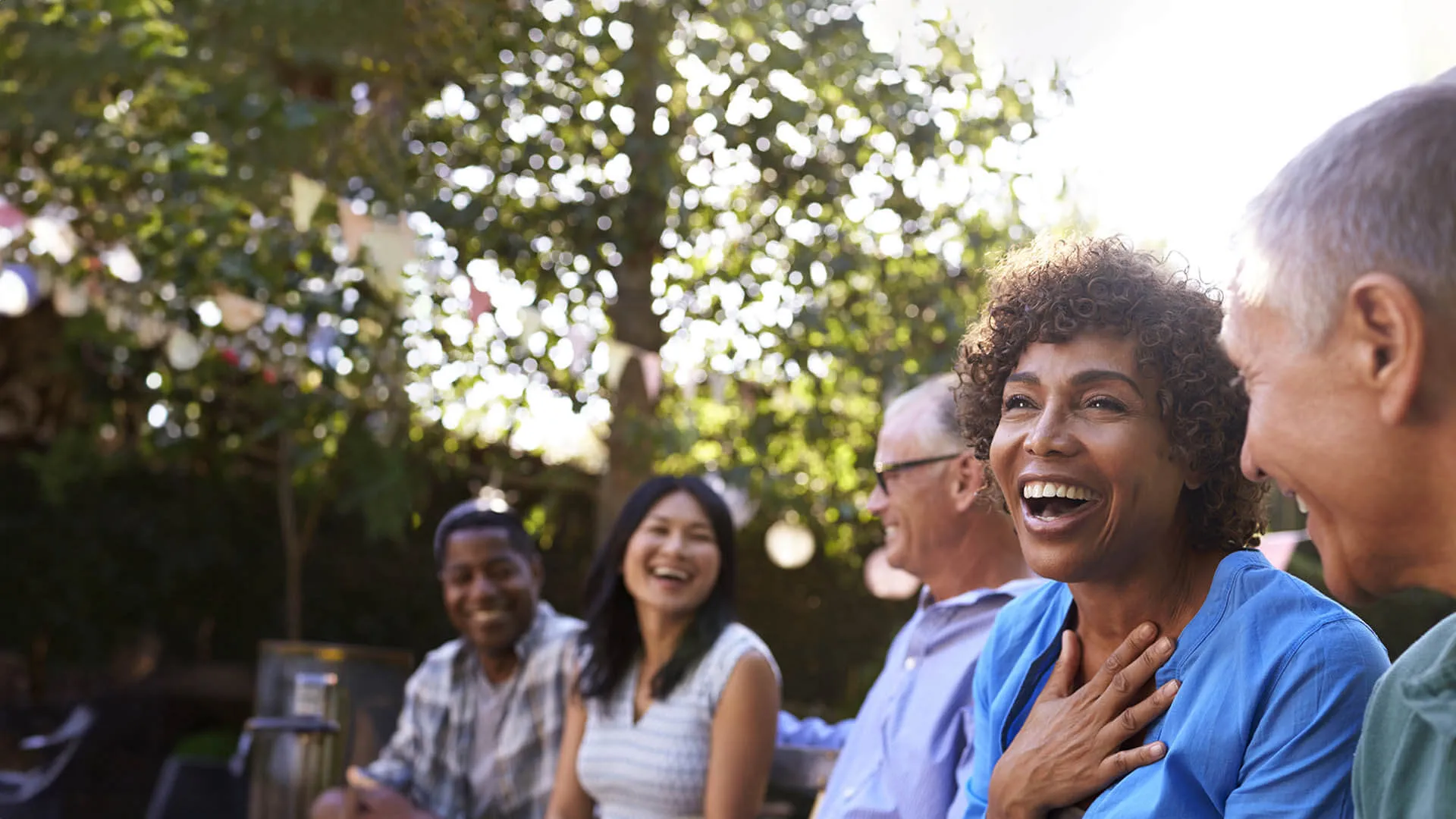 a group of people laughing