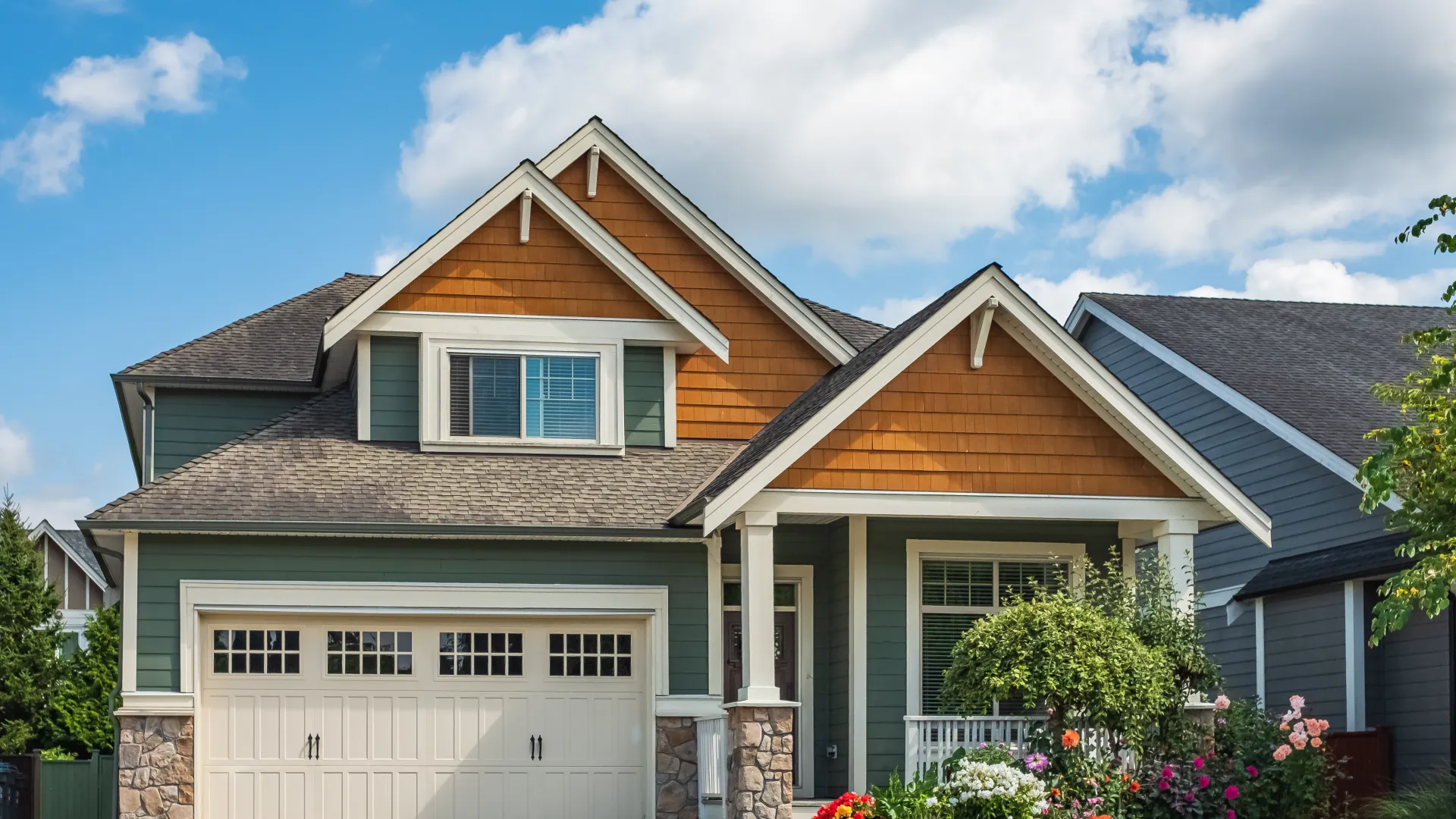 a house with a garage and a garage