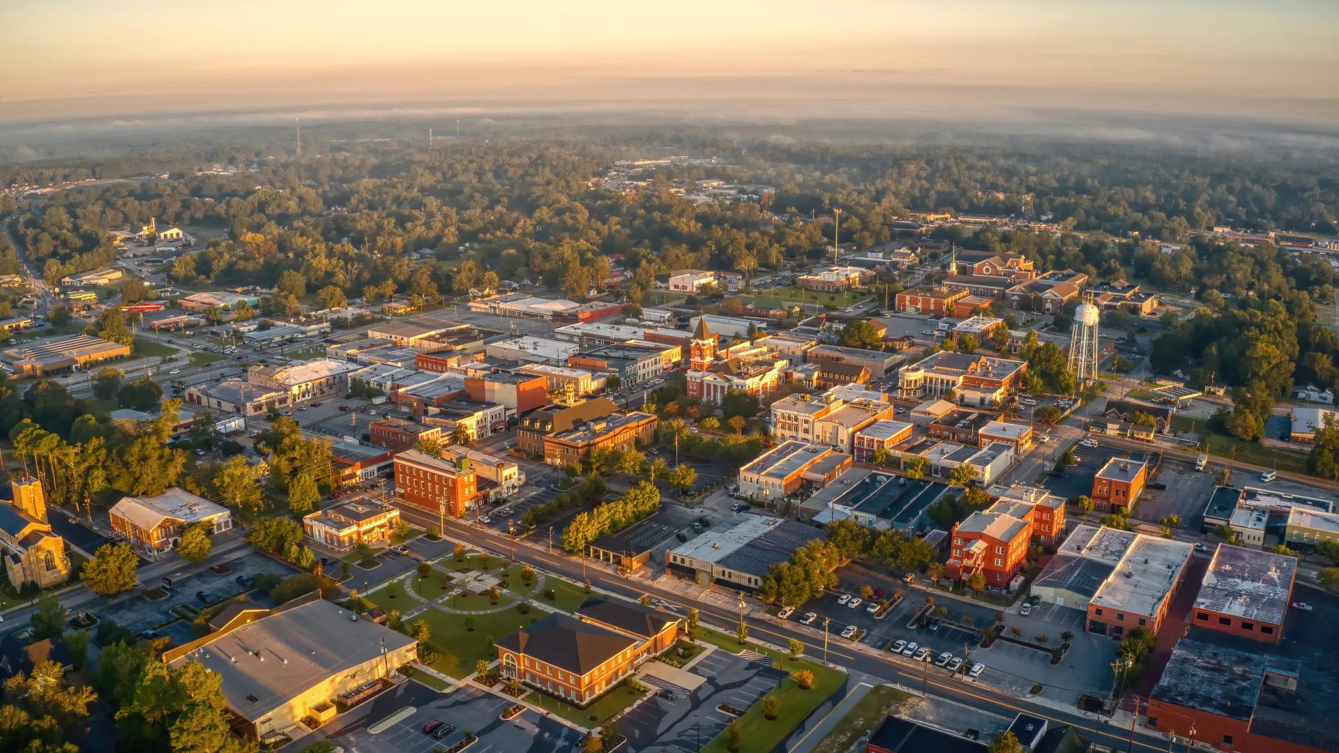 an aerial view of a city