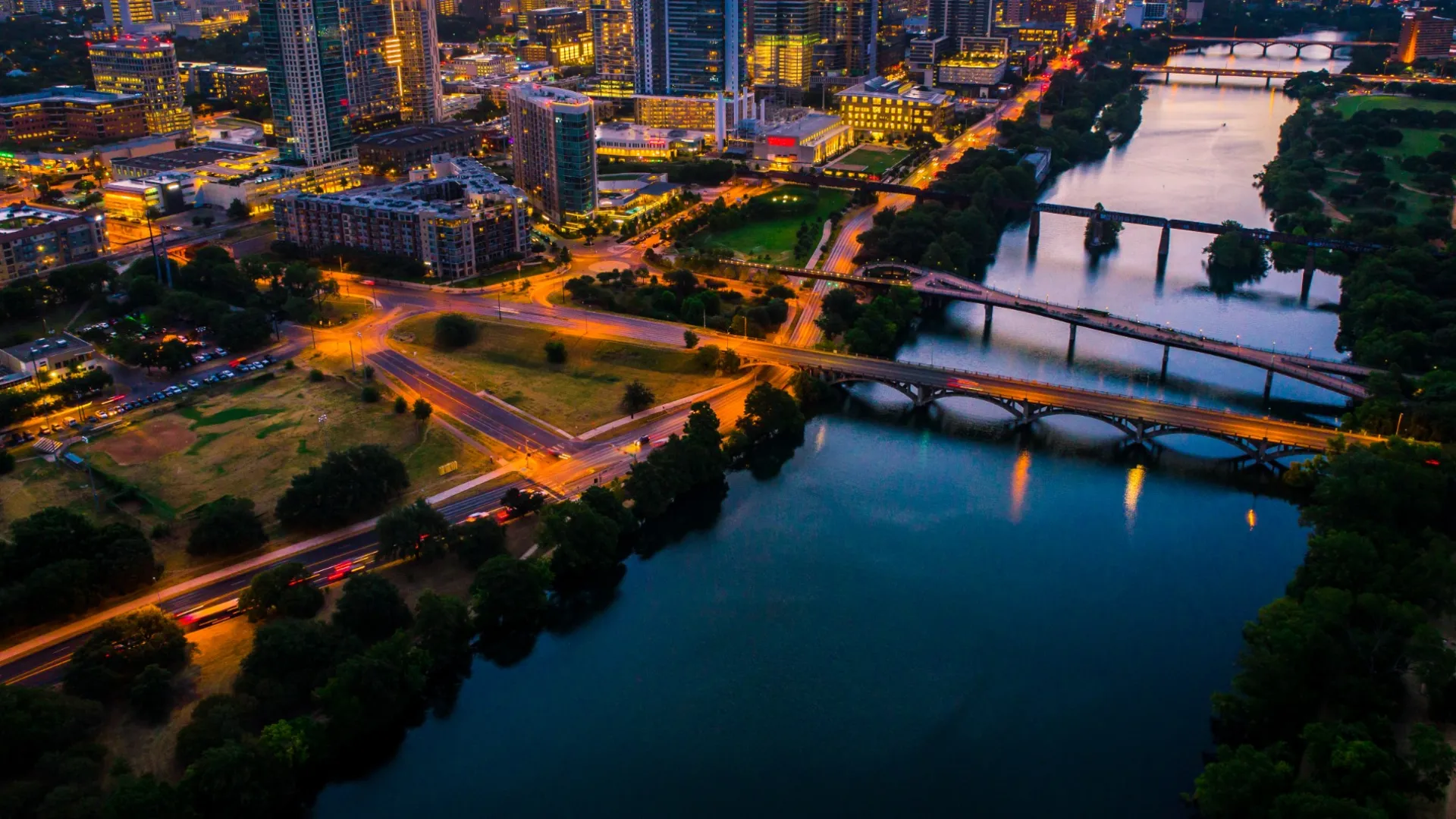 a city with a river running through it