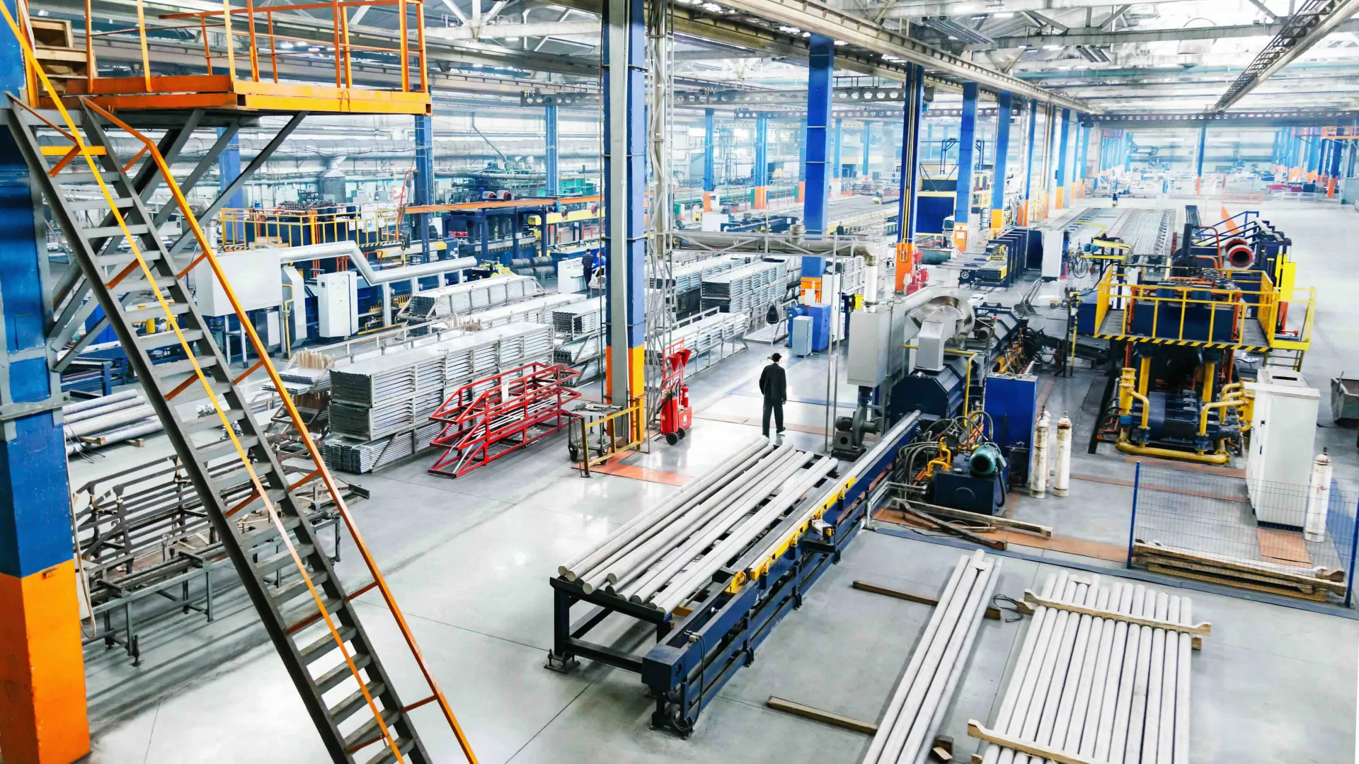 a person standing in a factory