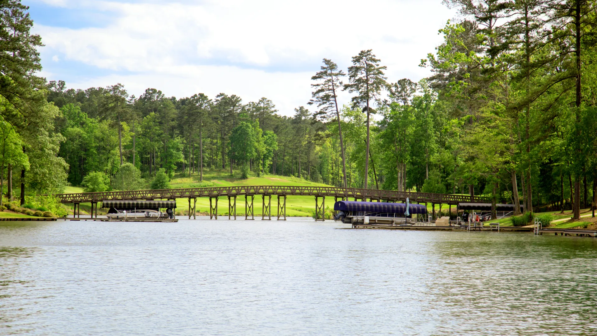 a bridge and dock at Lake Oconee Reynolds Greensboro Georgia