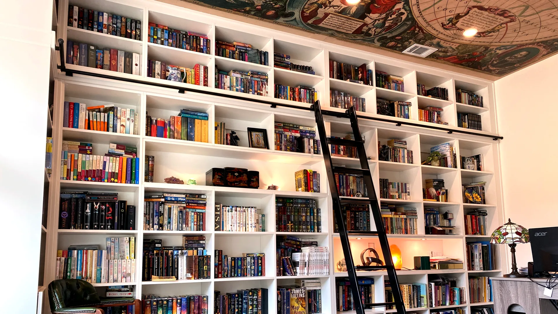 a large book shelf with many books