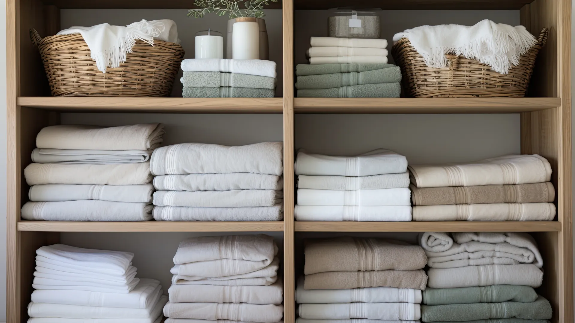 a shelf with many white objects on it