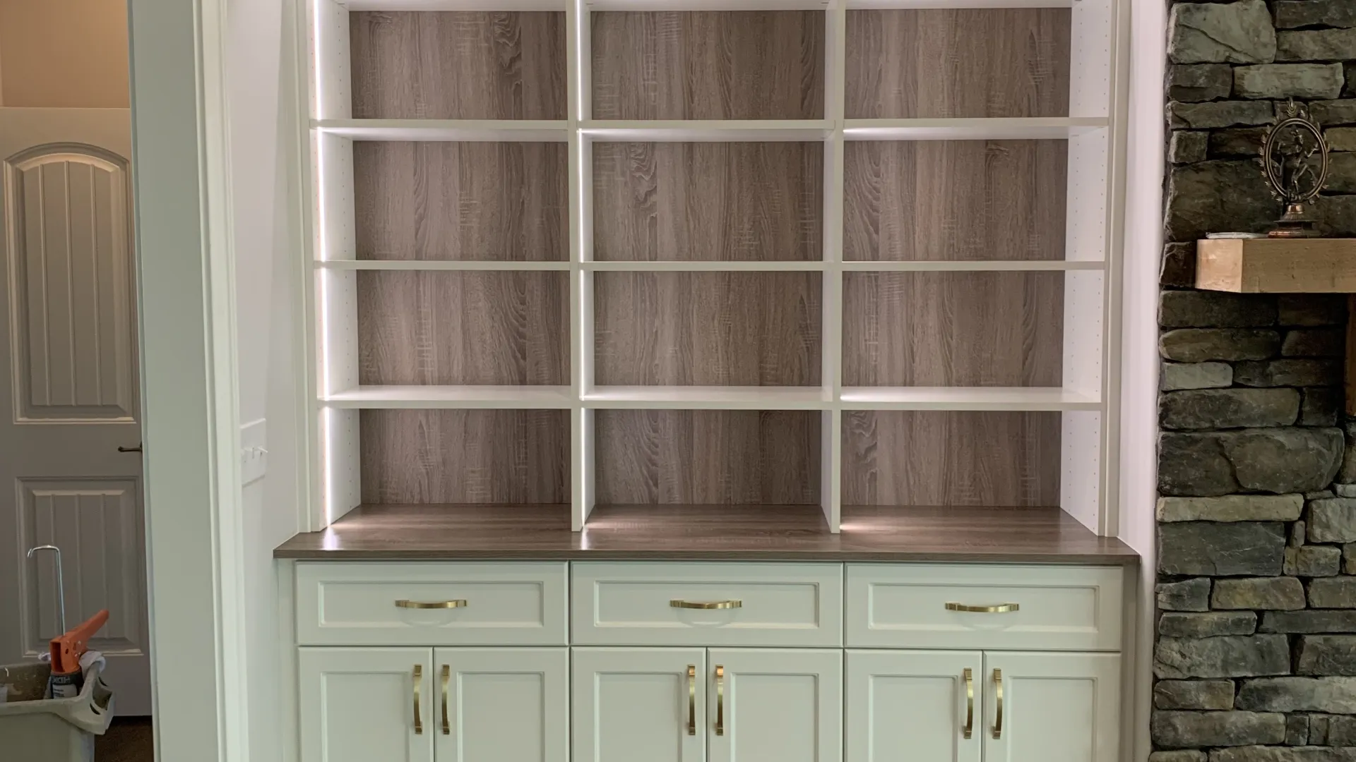 a white cabinet in a room