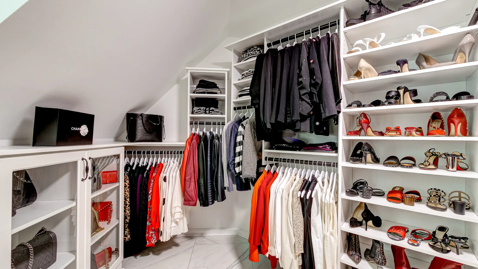 a closet full of clothes