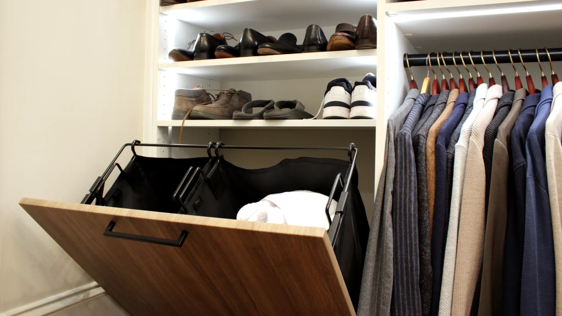 a closet full of clothes