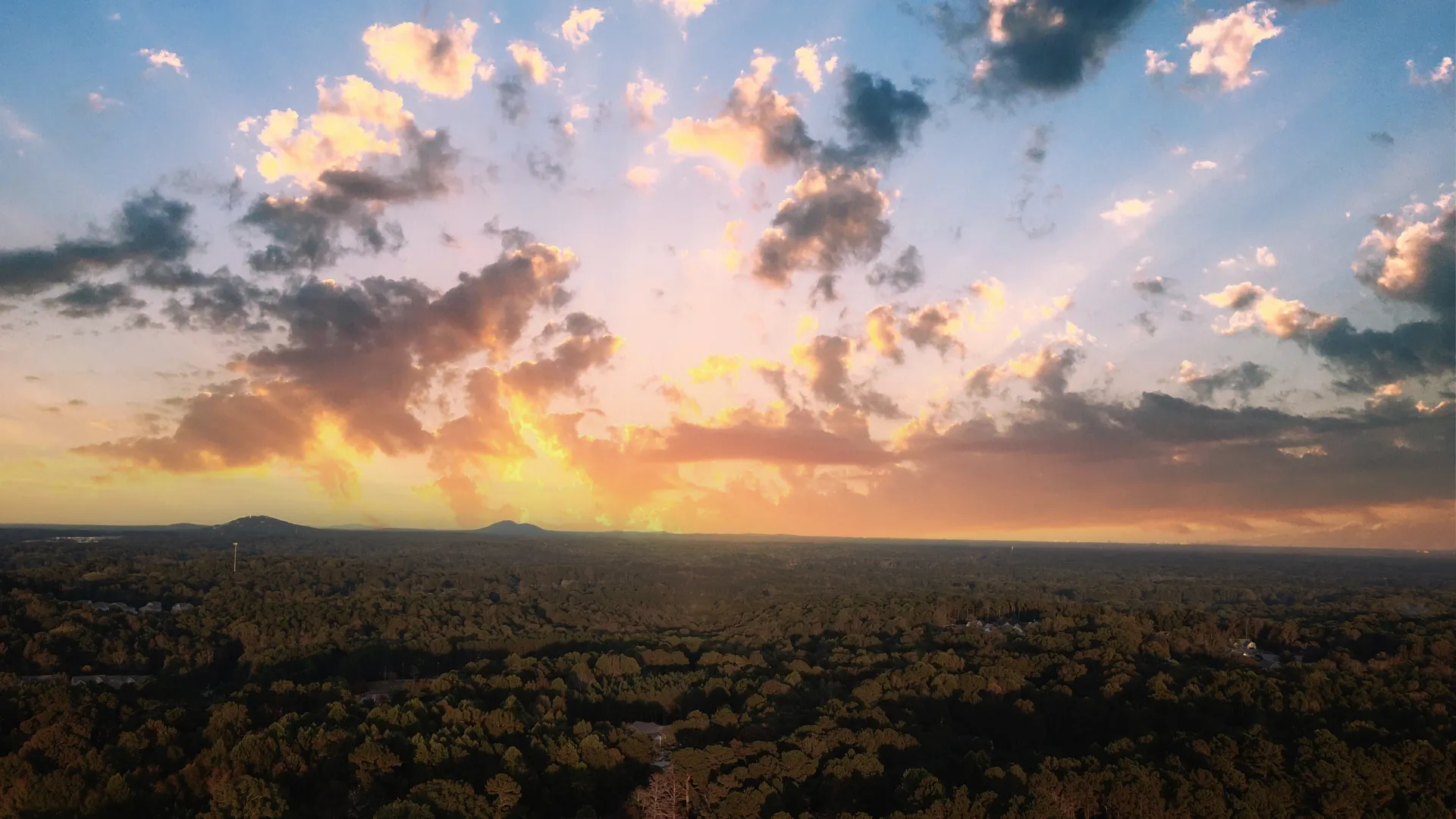 a landscape with trees and clouds