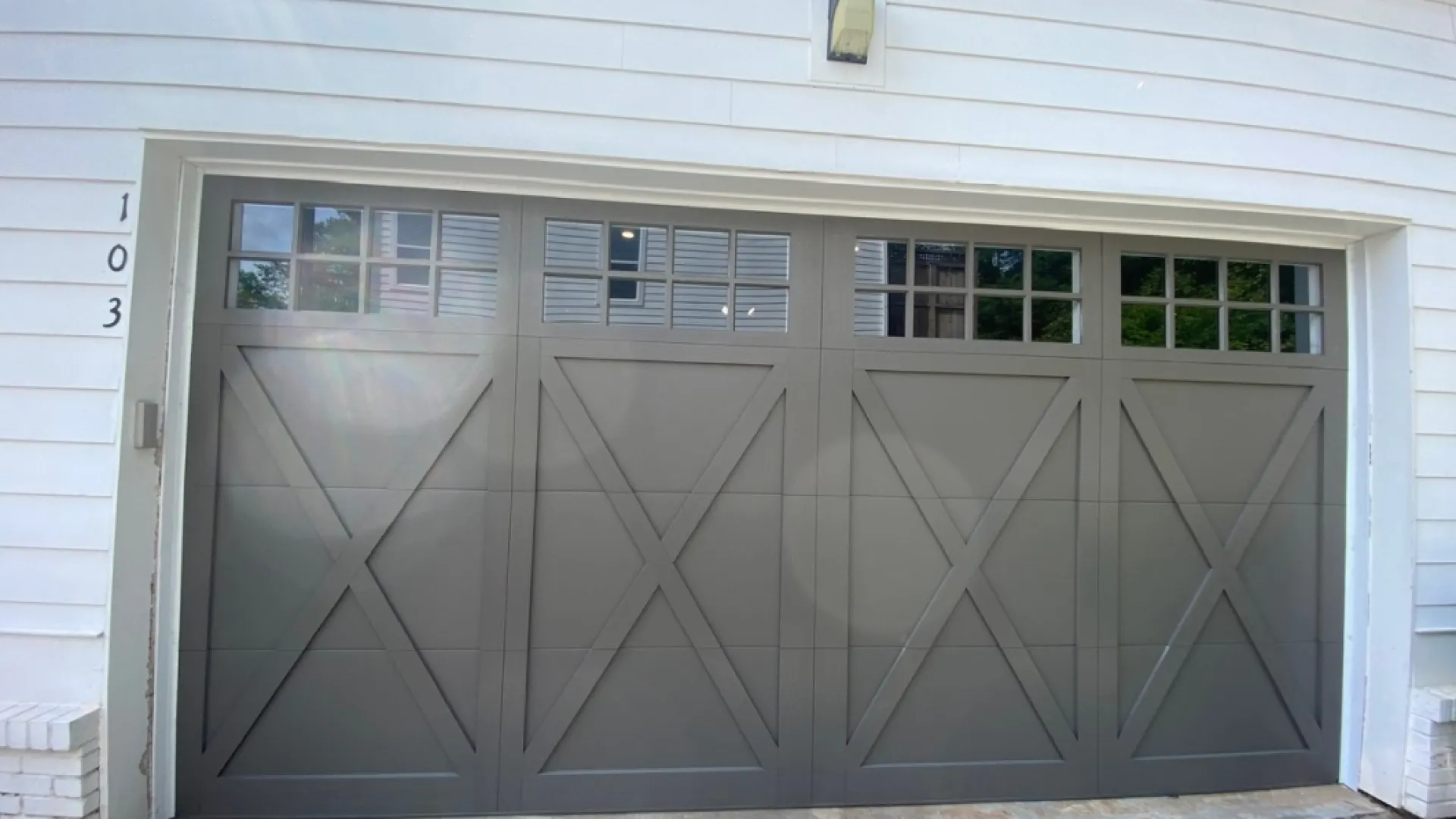 a white garage door