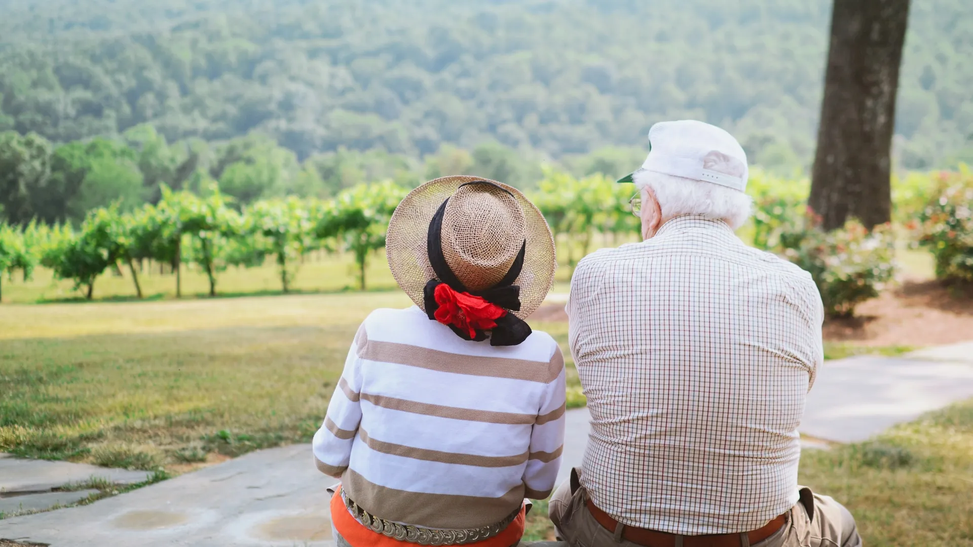 two people sitting on a bench