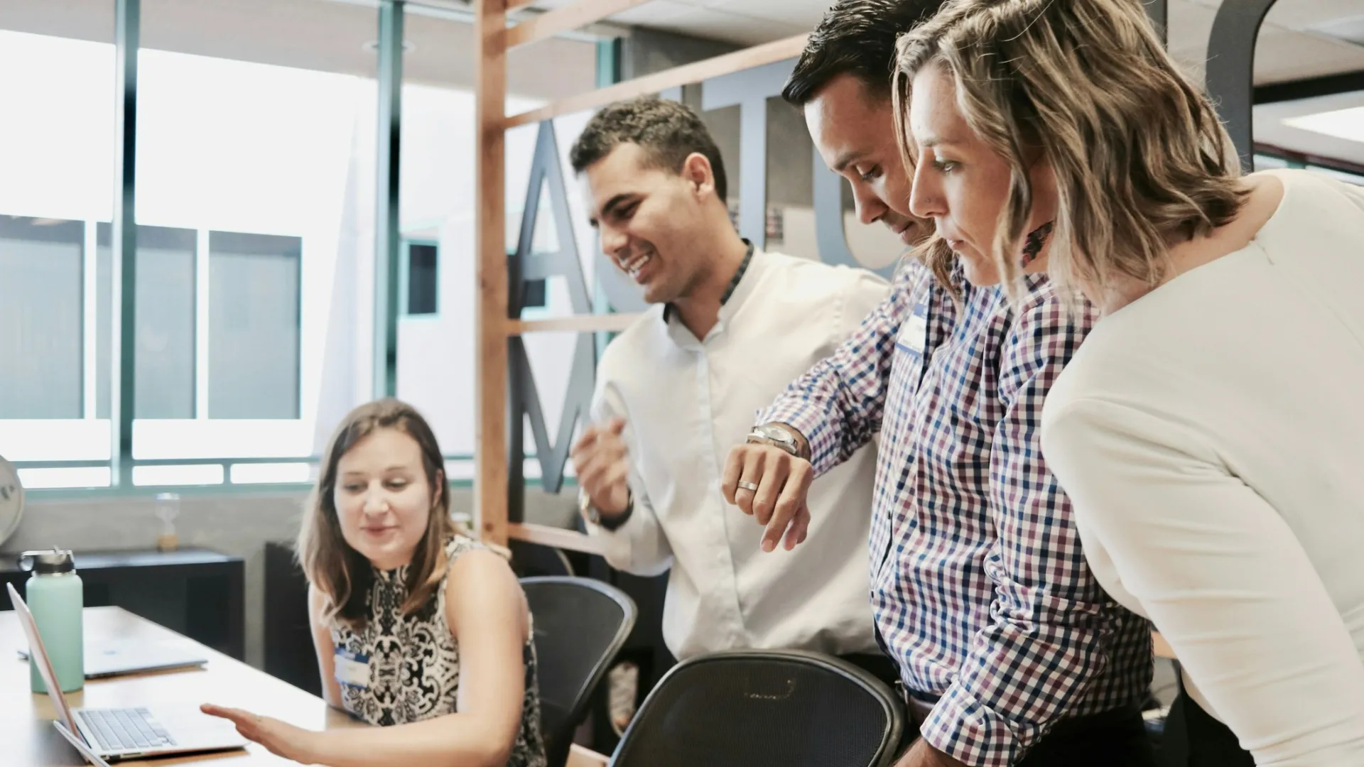 a group of people talking