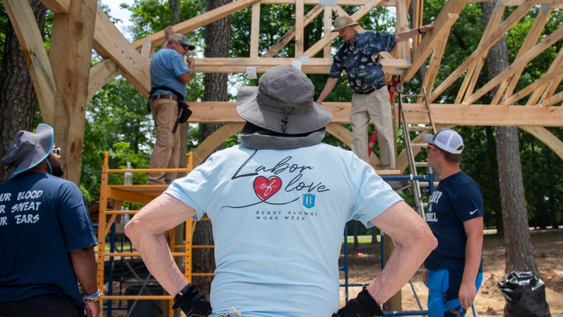 a group of people in a construction site