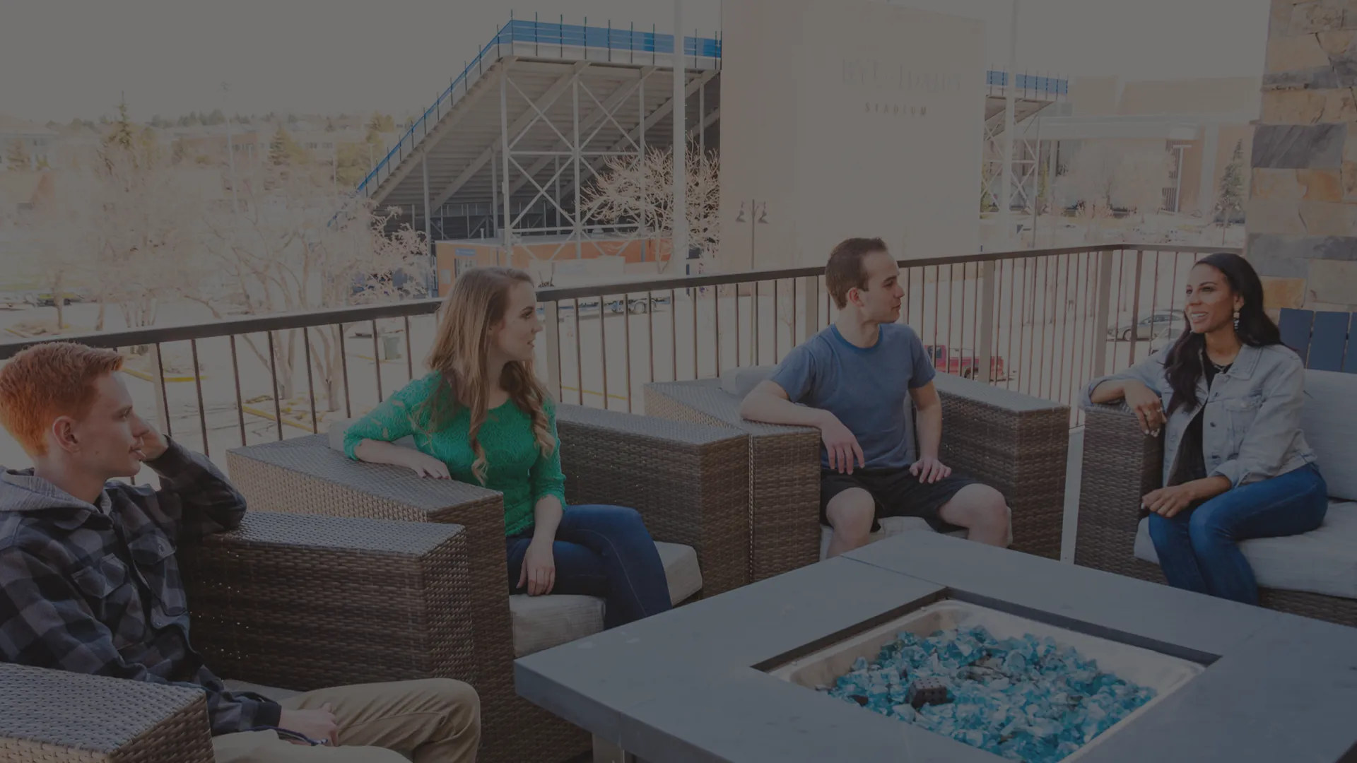 a group of people sitting on a couch