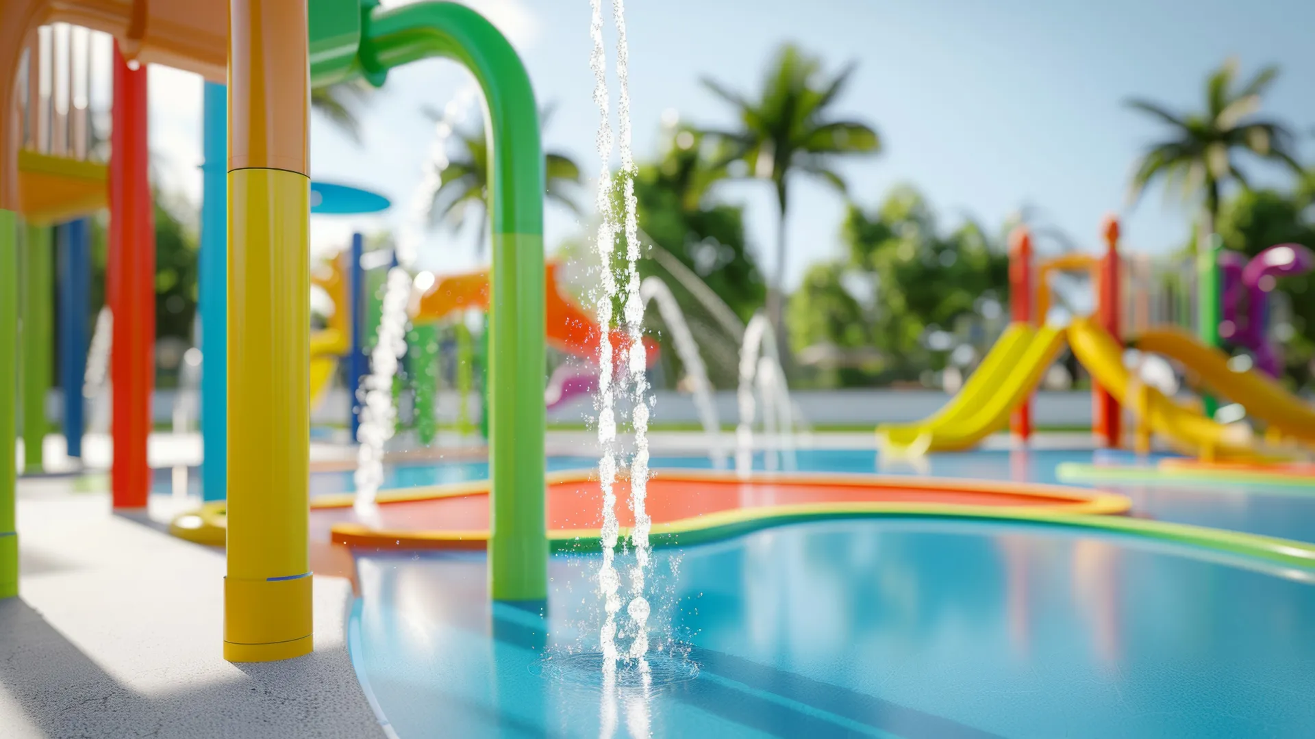 a water park with a slide