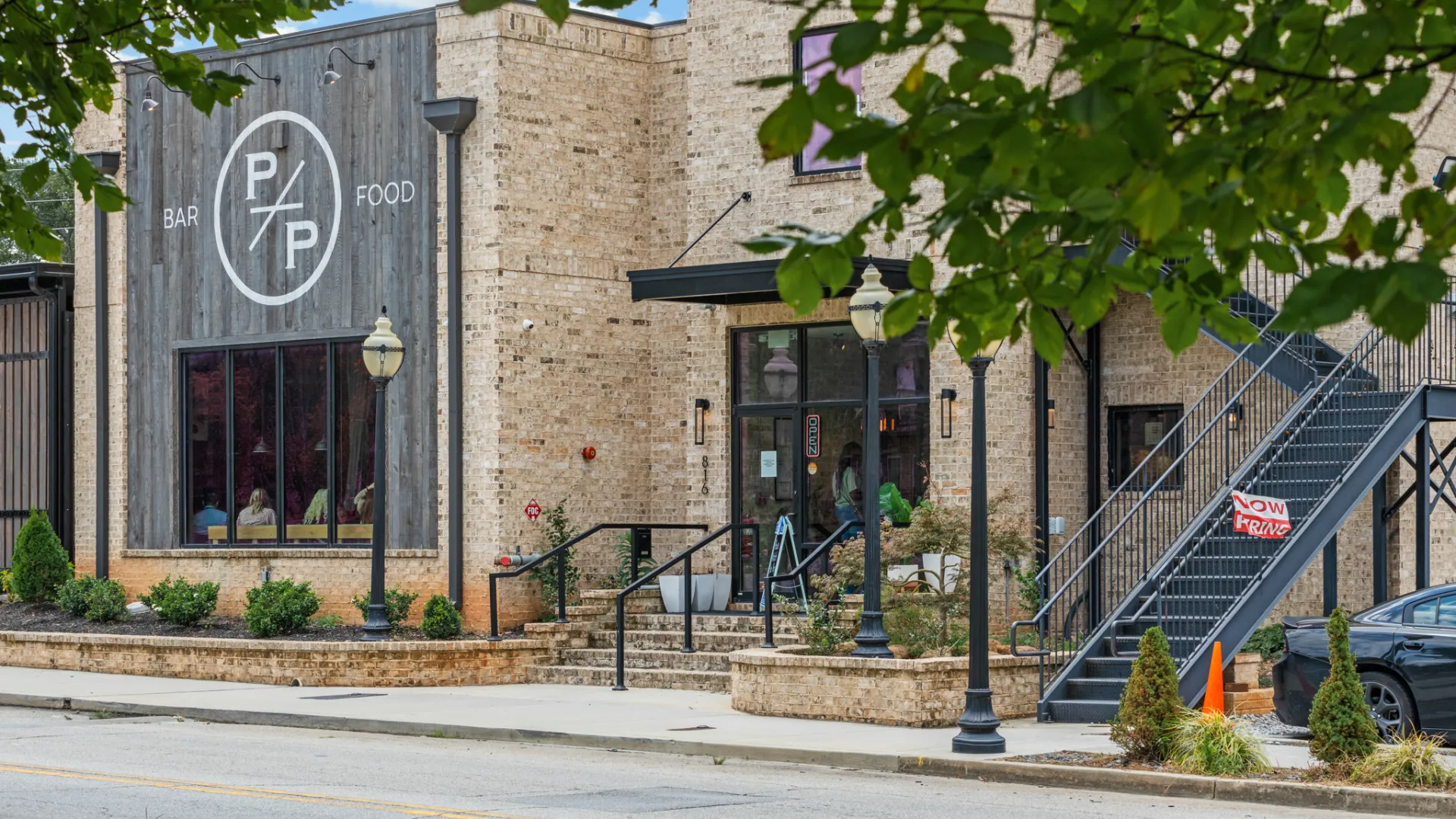 a building with a sign on the front