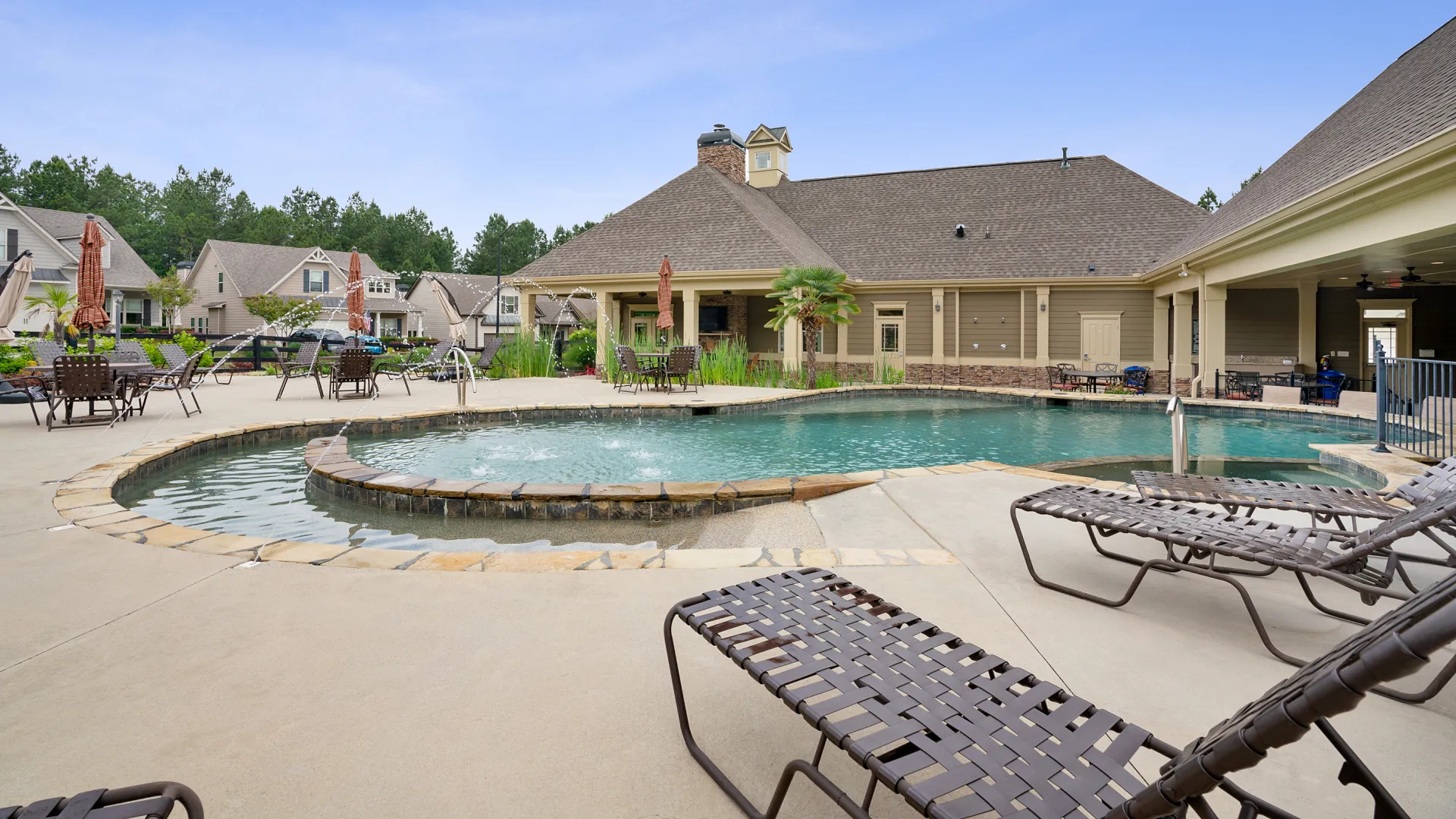 a pool in a backyard