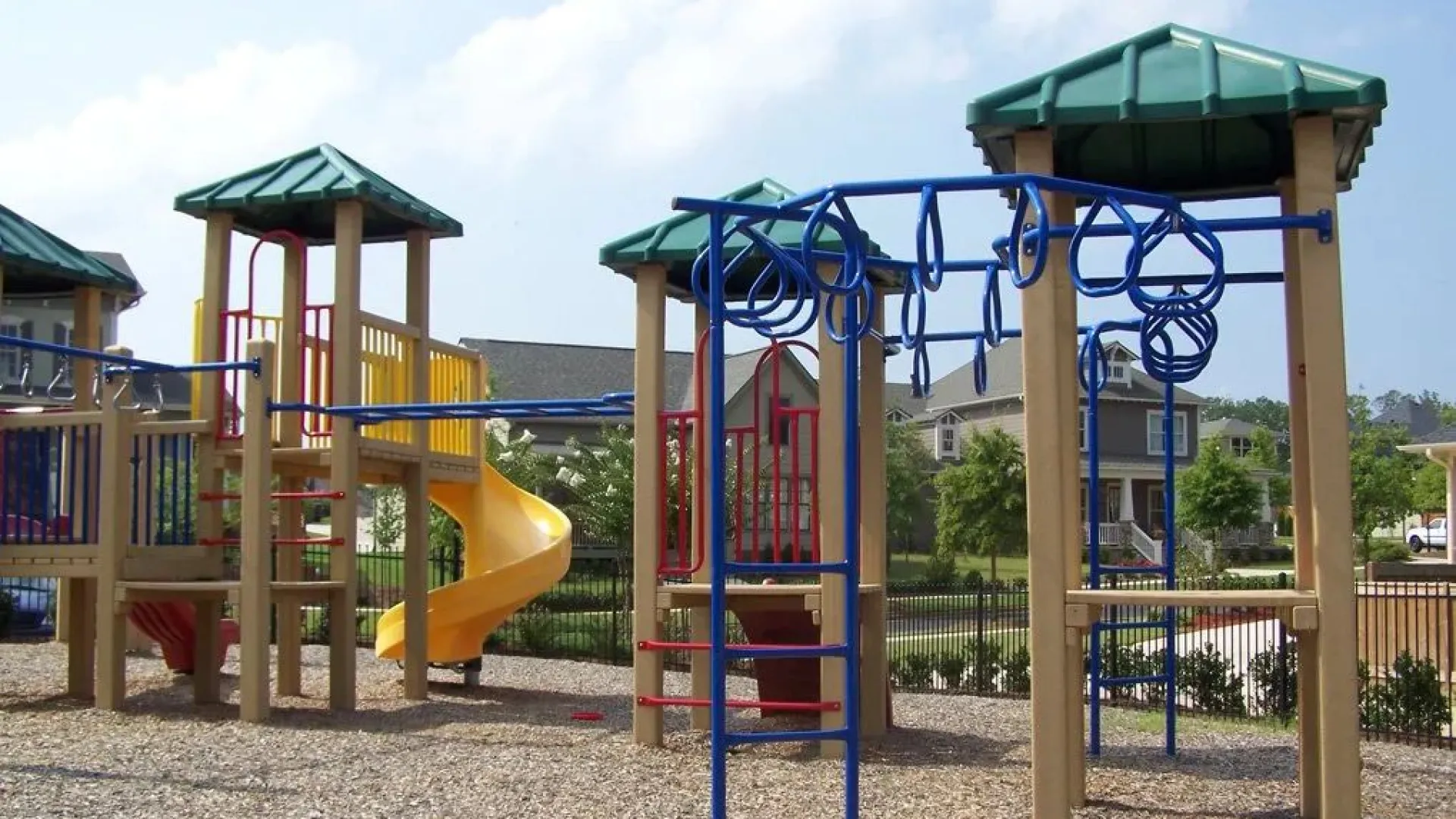 a playground with a slide