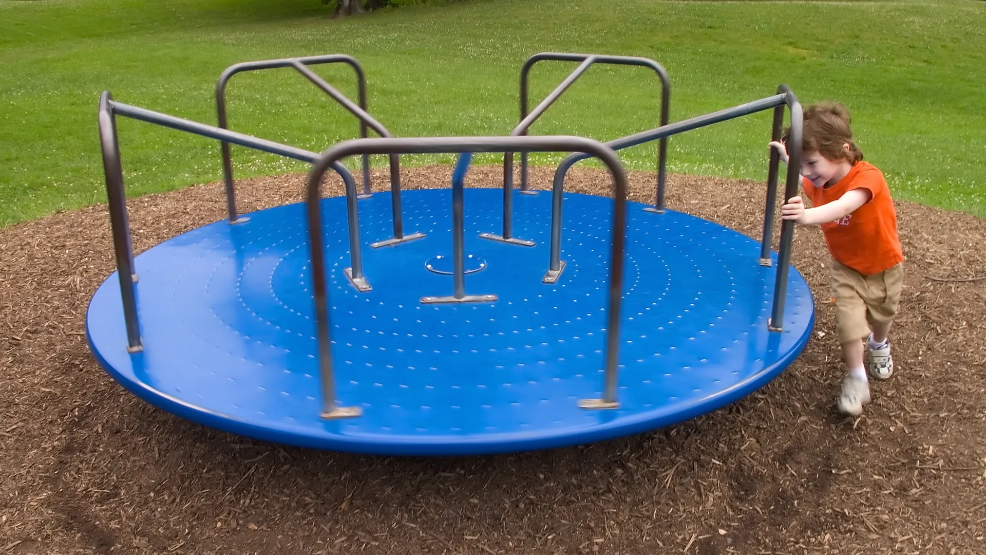 a child playing on a playground