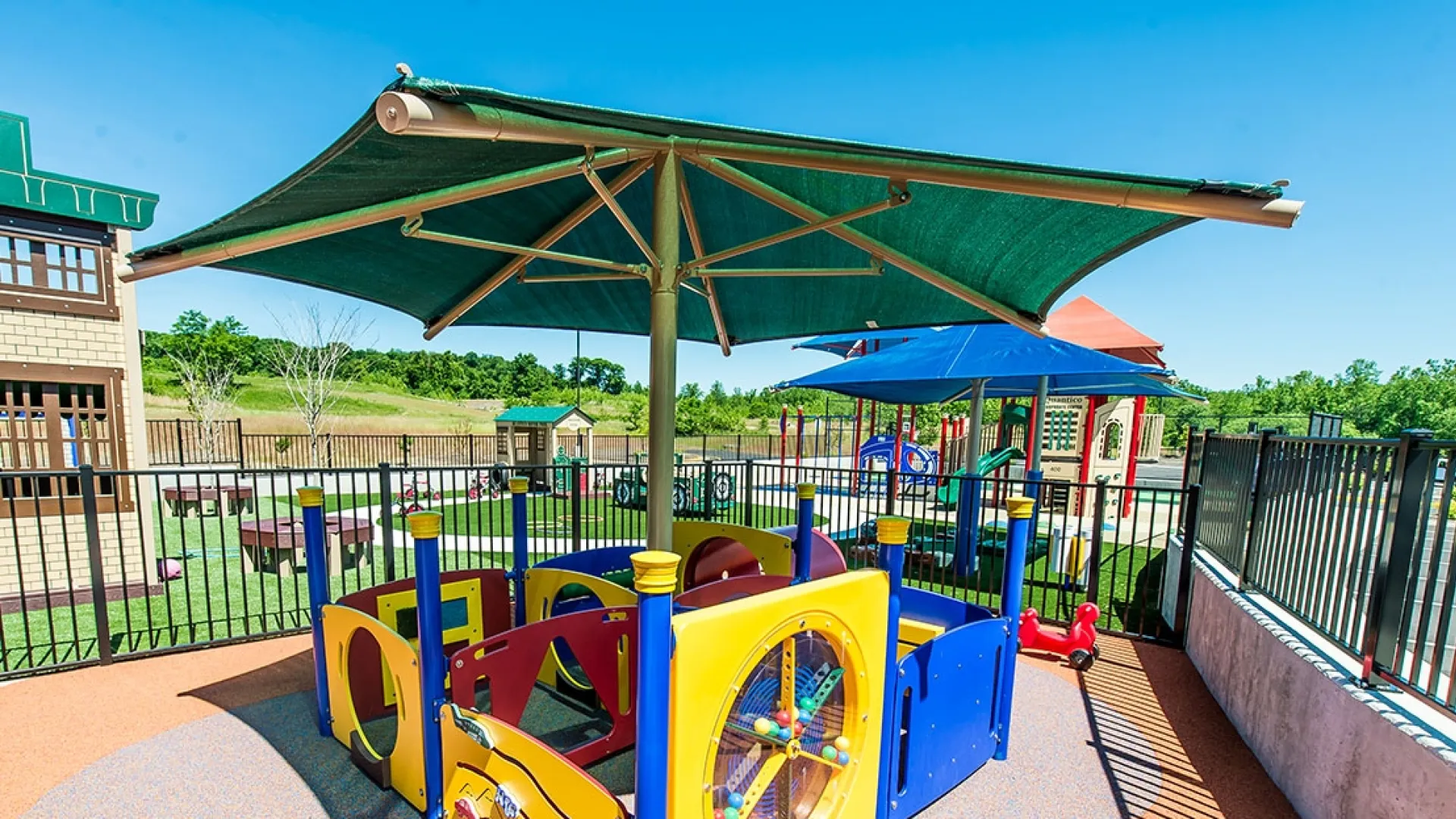 a playground with a slide