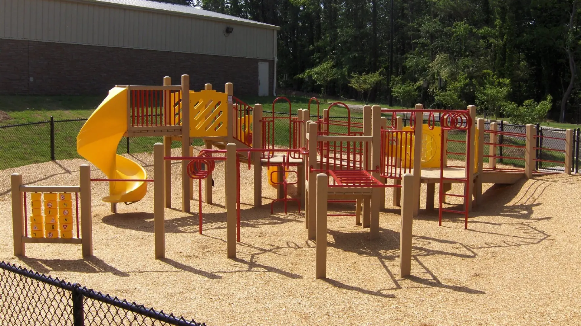 a playground with a slide