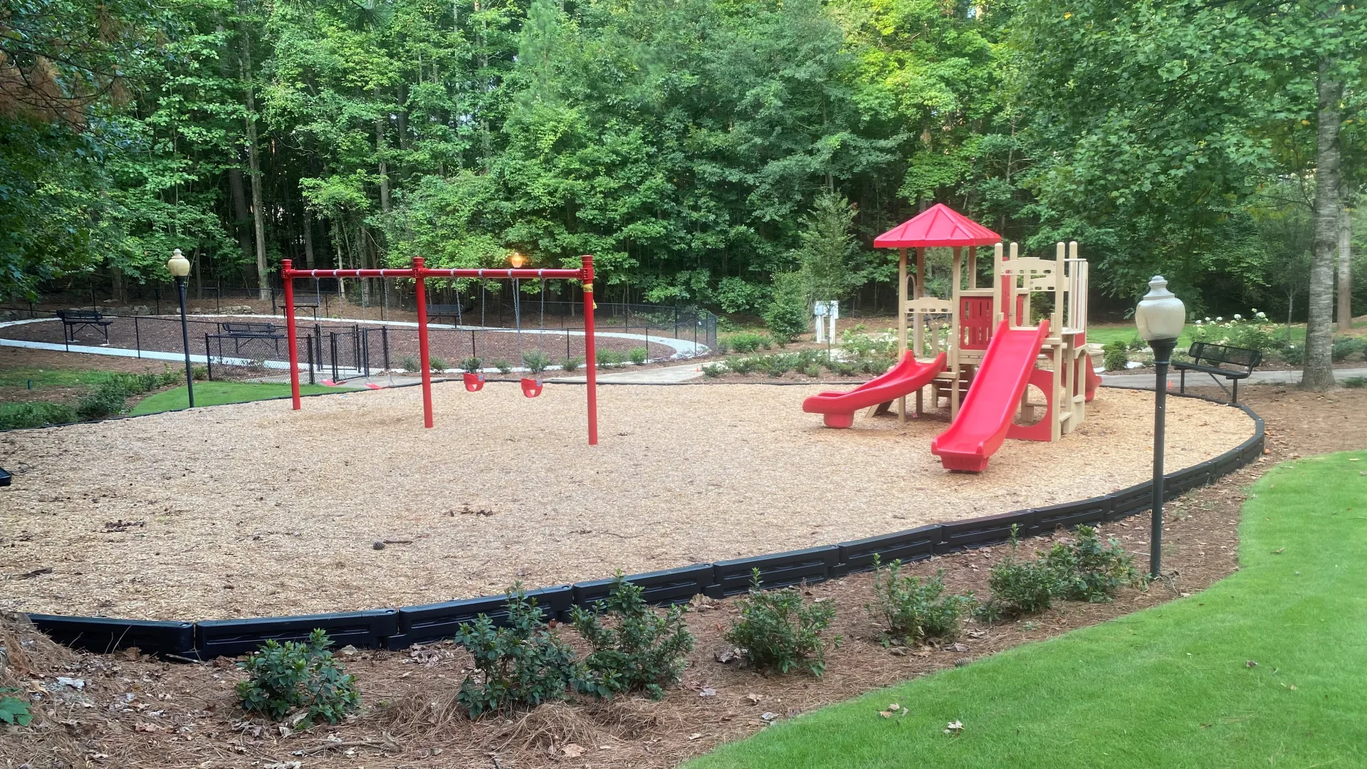 a playground with a slide