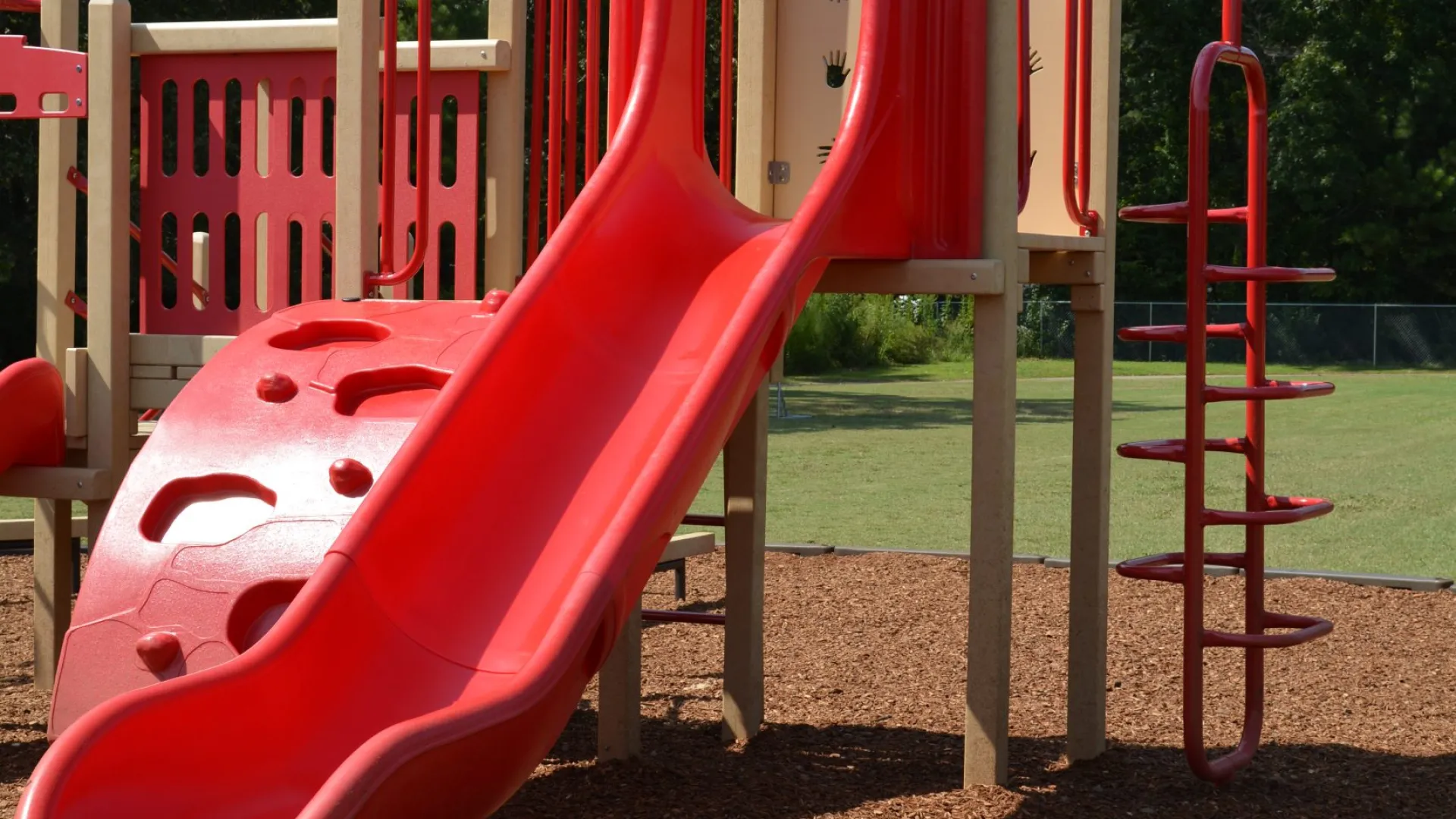 a red playground slide