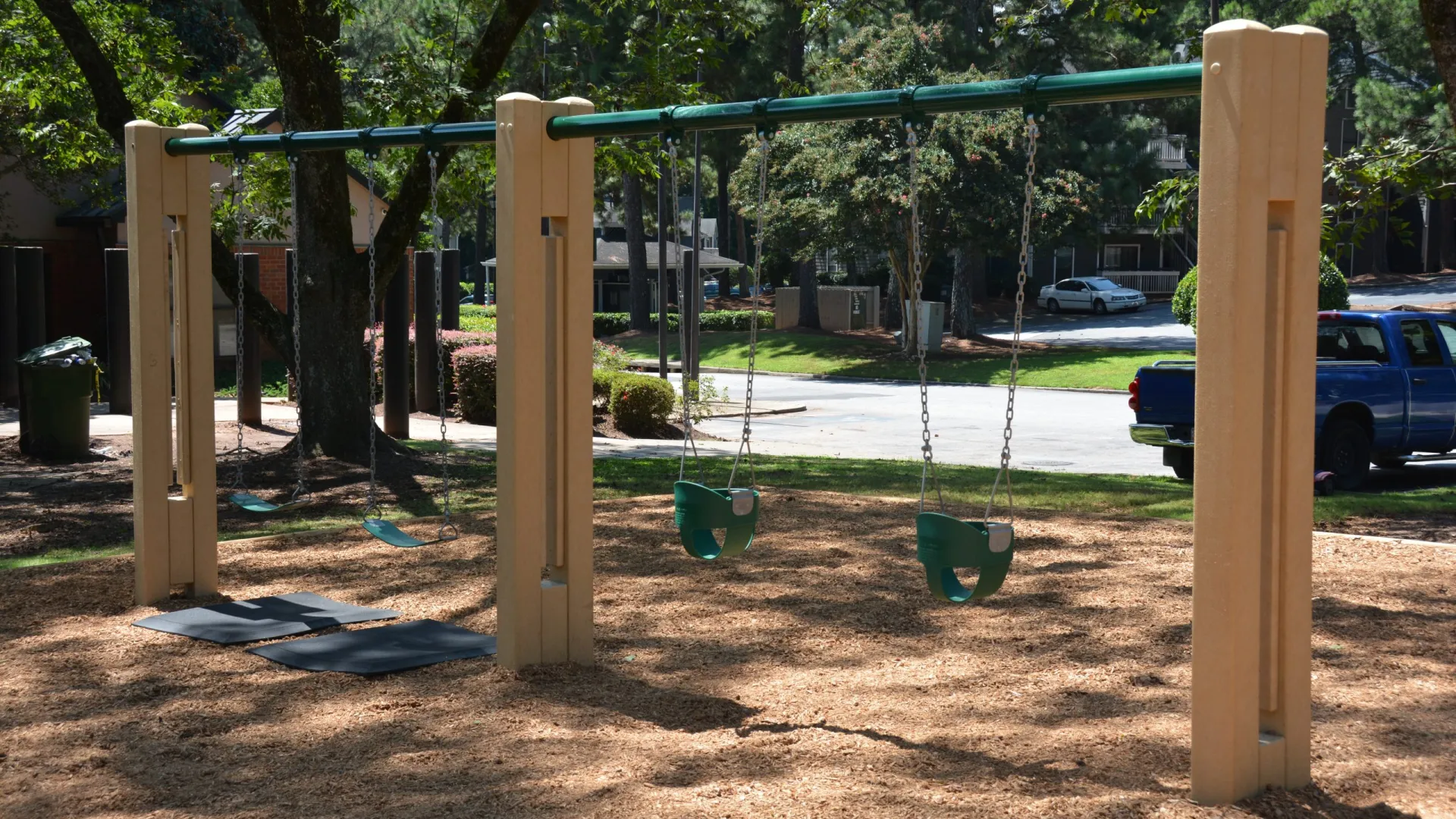 a playground with a slide