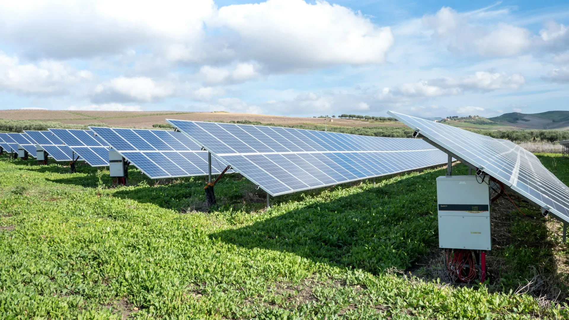 a row of solar panels