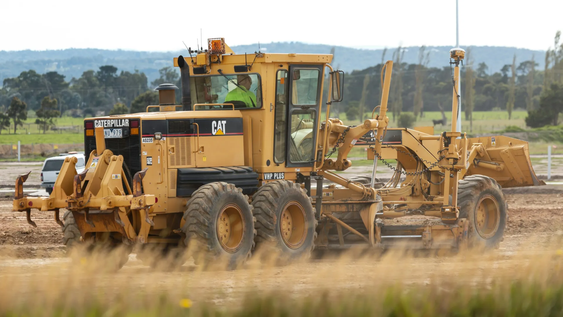 a tractor in a field