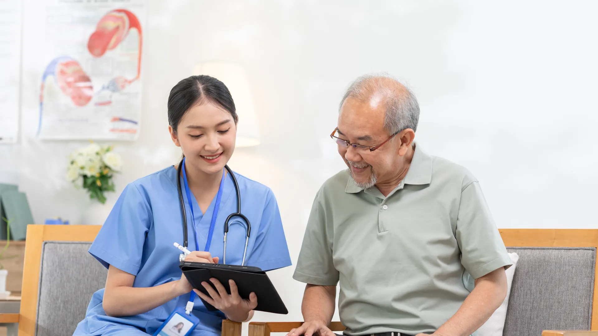 a close-up of people in a hospital