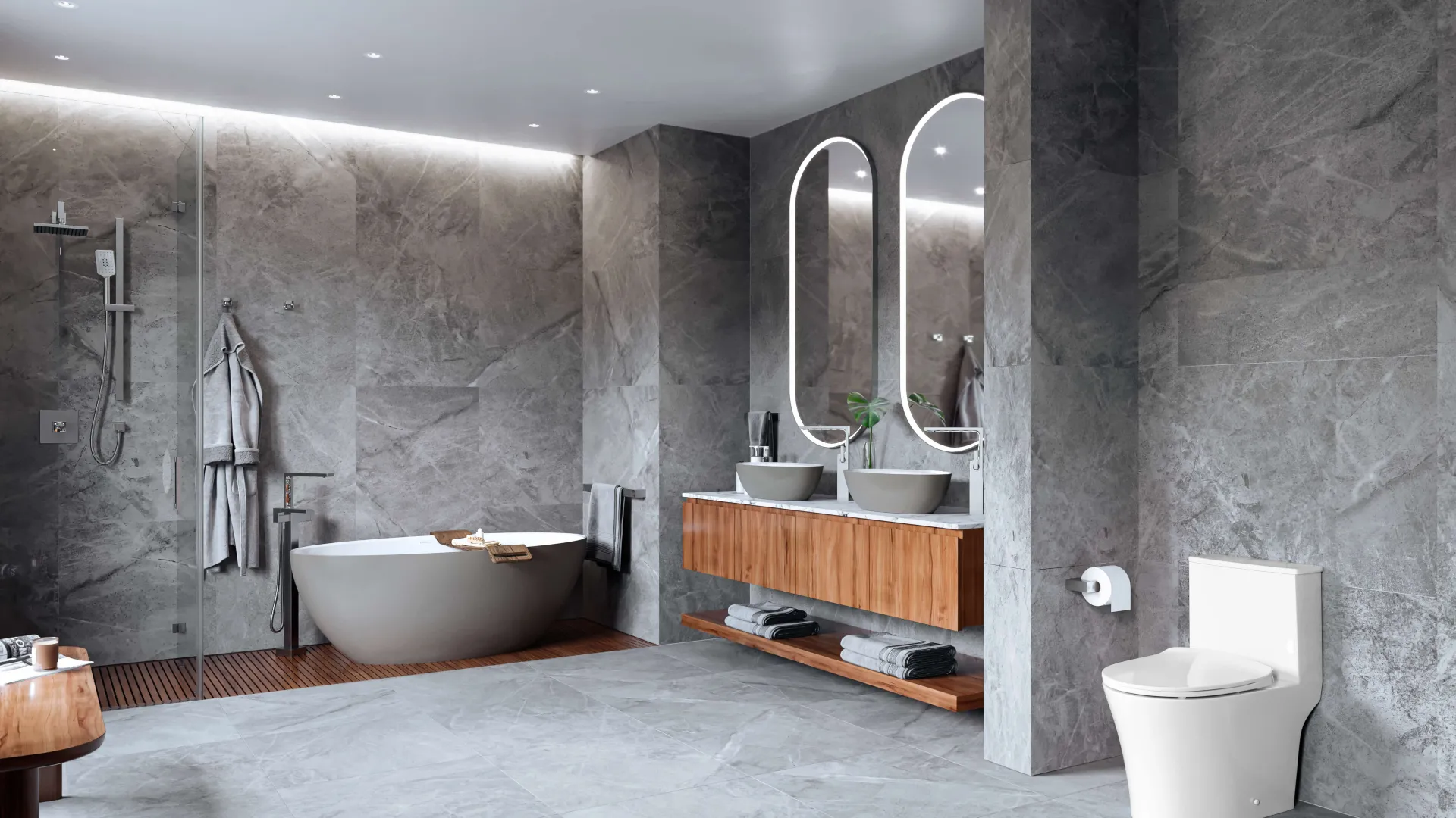 a bathroom with a tub sink and toilet