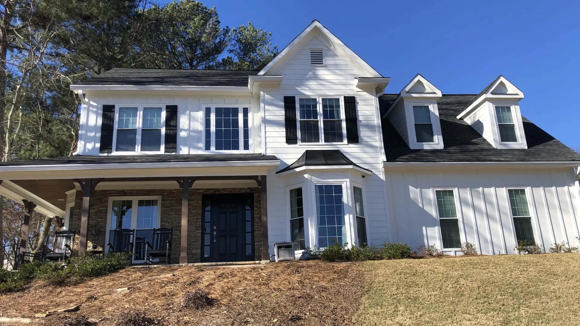 a house with a large front yard