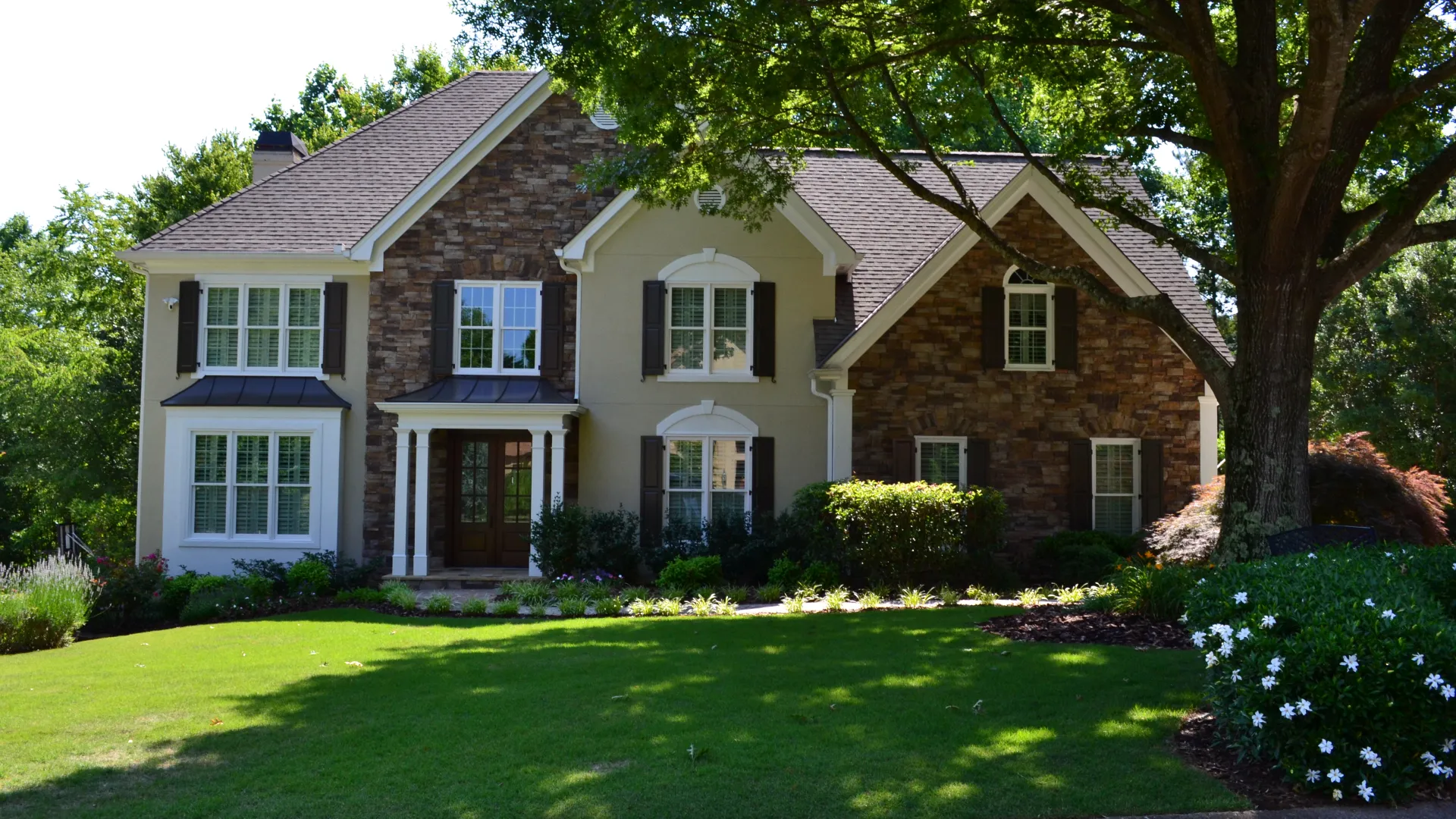 a house with a large front porch