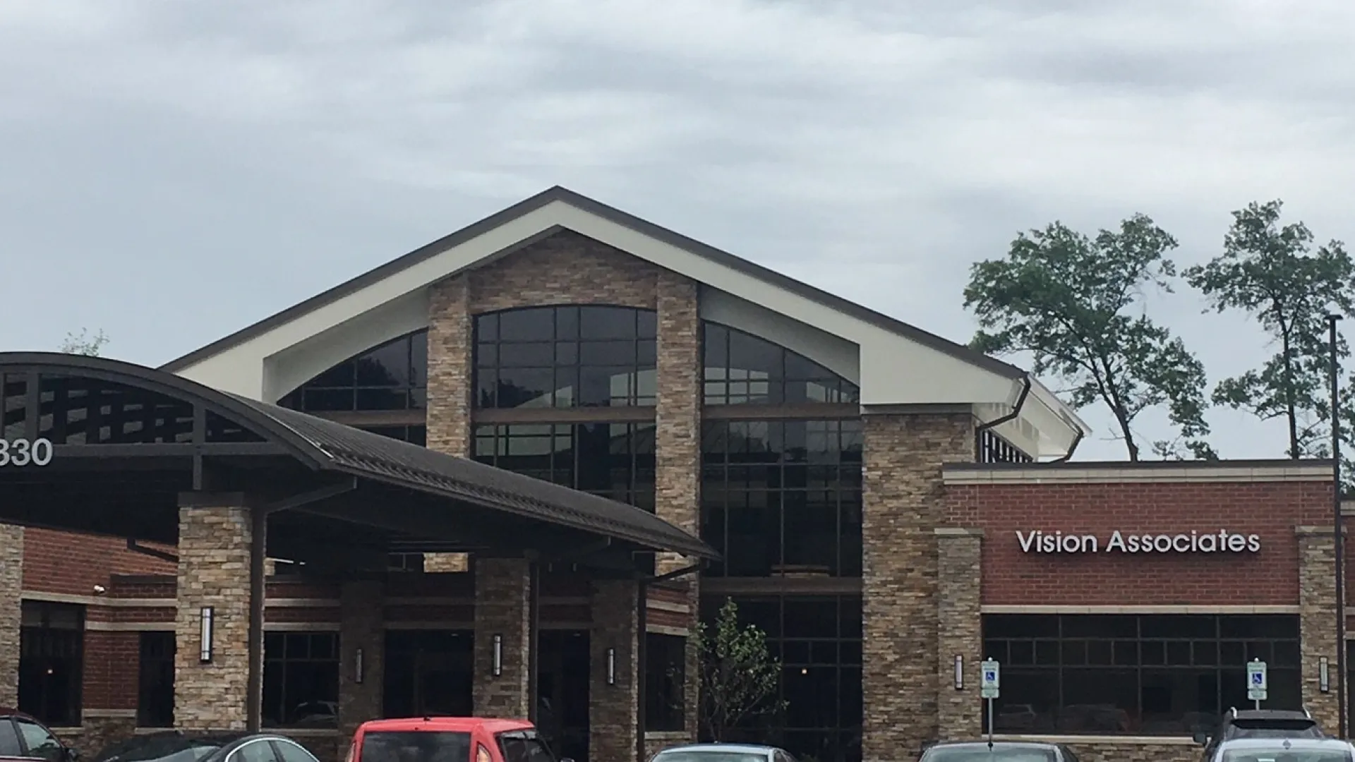 a building with a parking lot