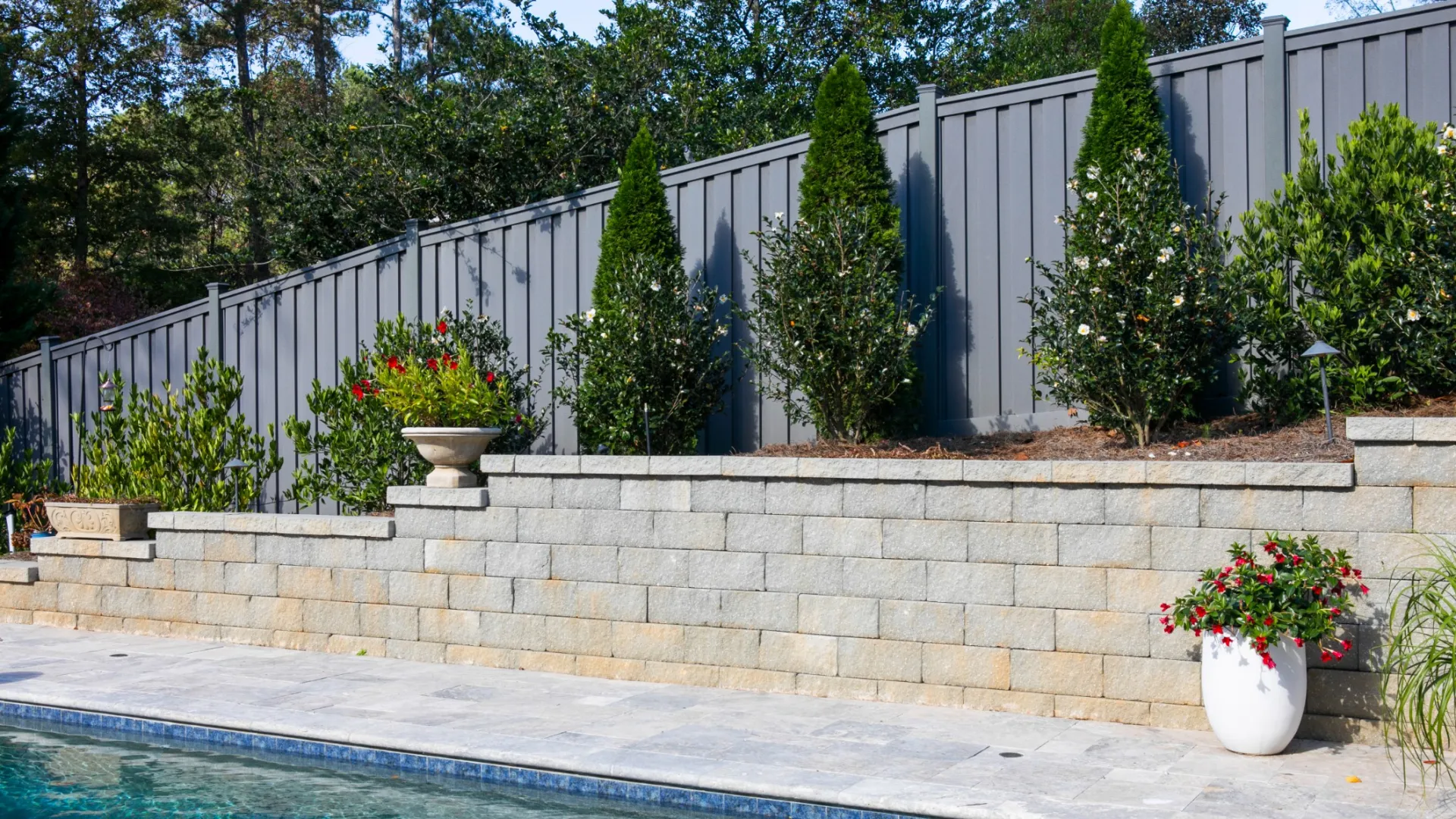 a pool with a fence around it