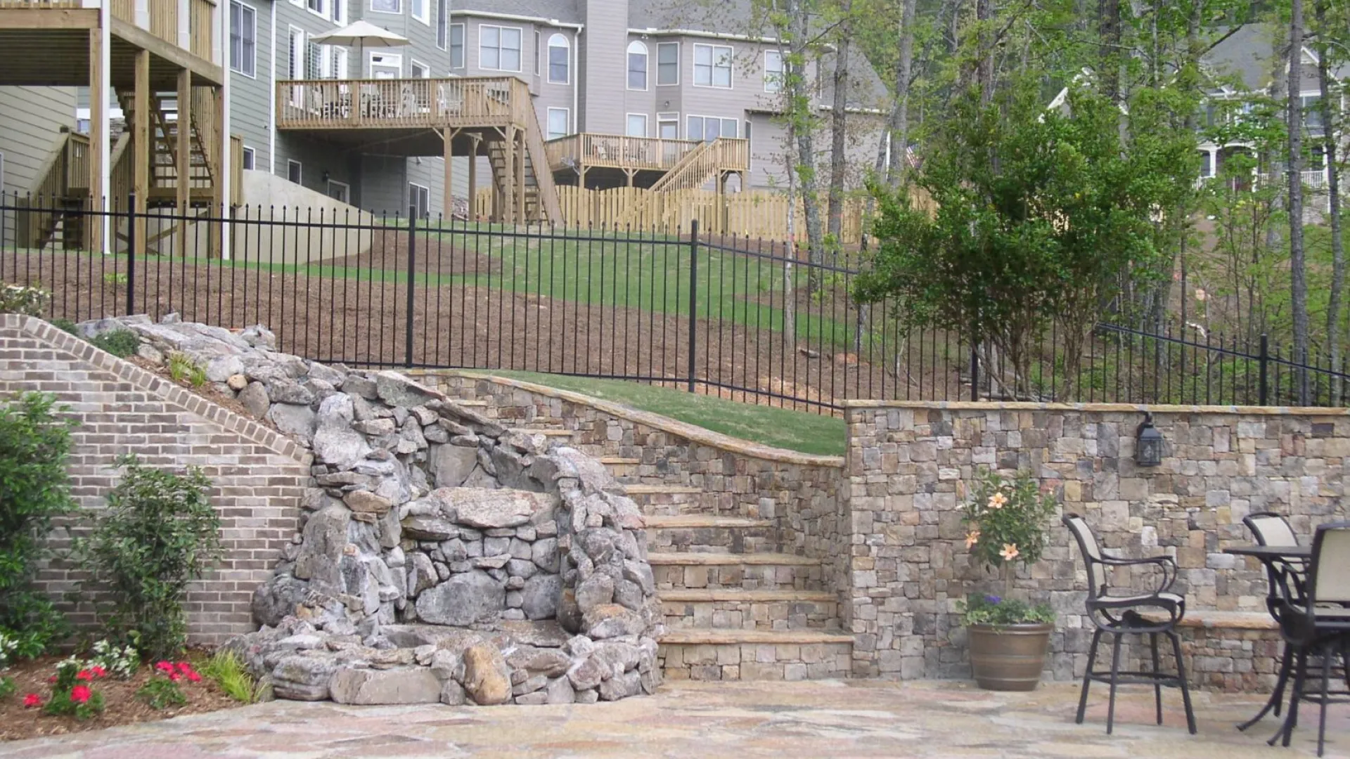 a pool and a fence