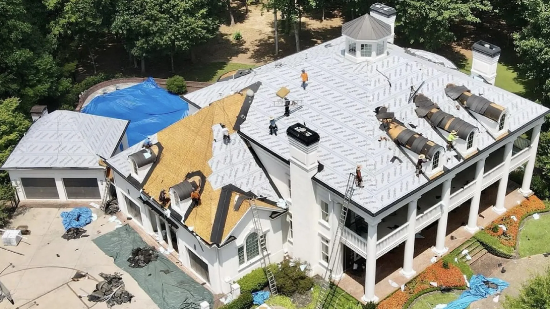 a house with a pool and a slide