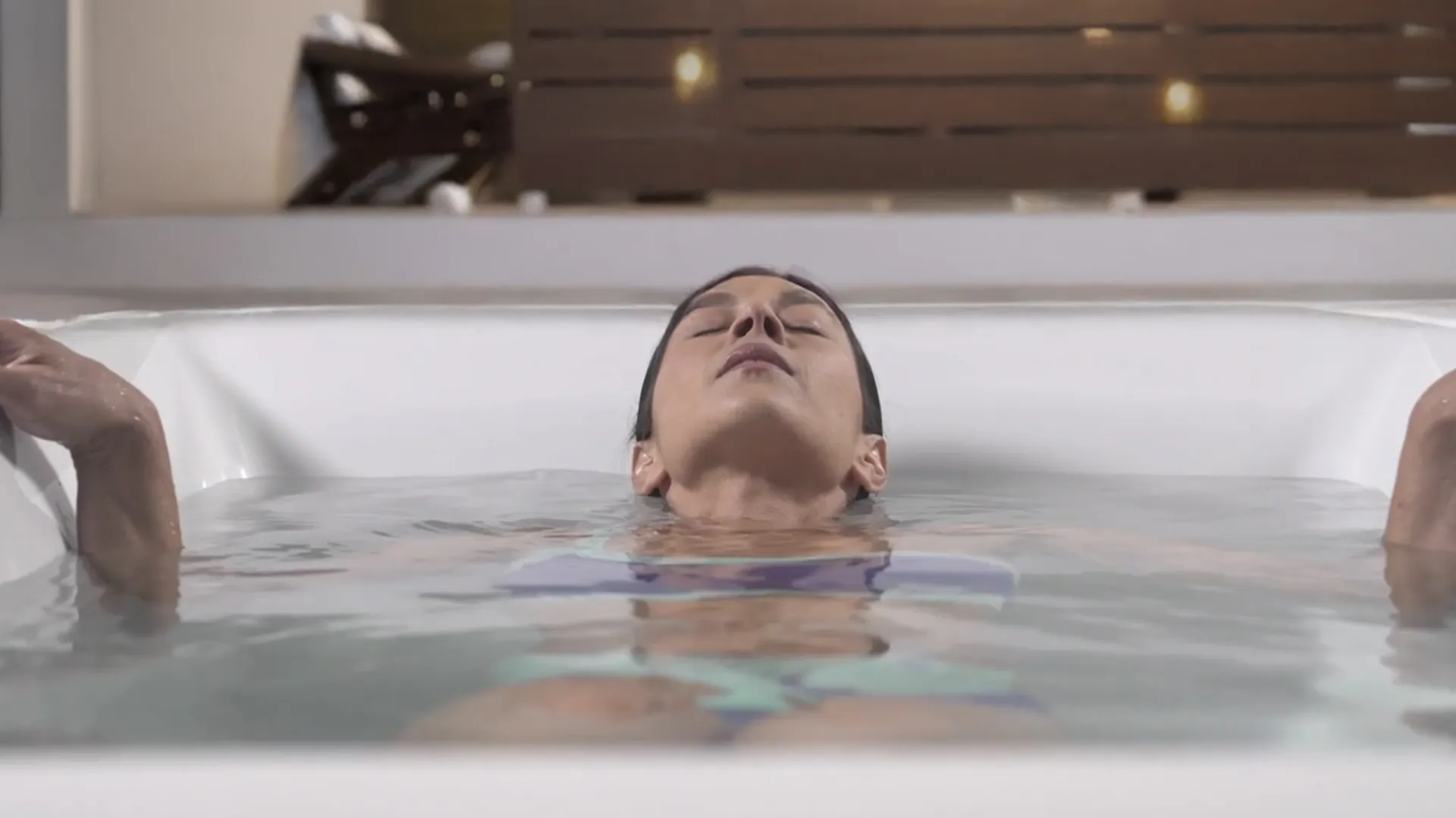 woman in a cold plunge