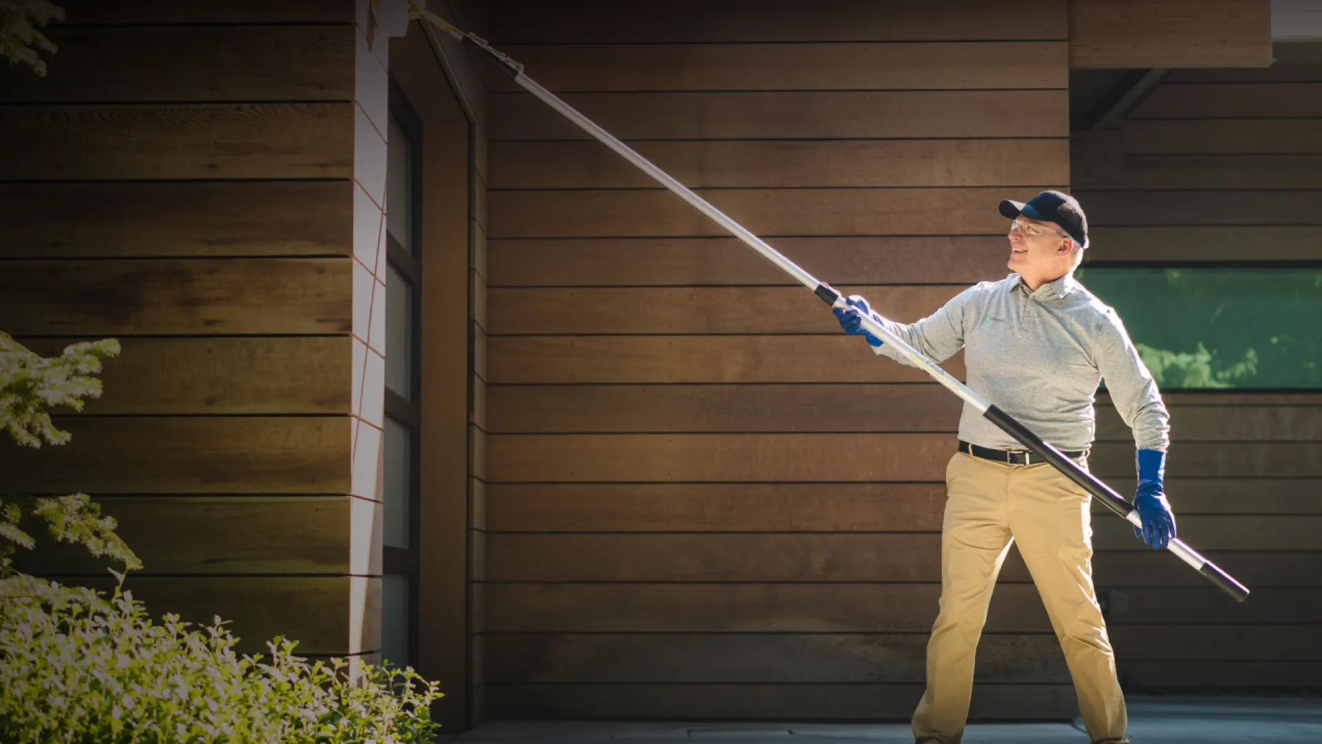 a pest tech eave sweeping