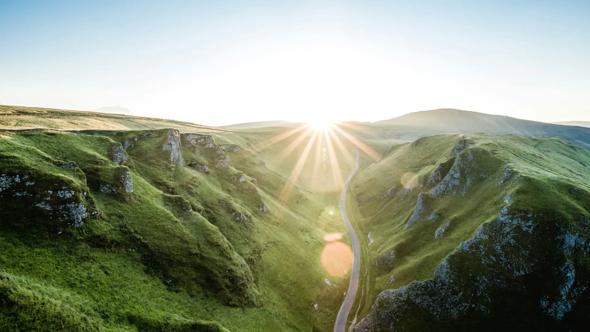 a road going through a valley