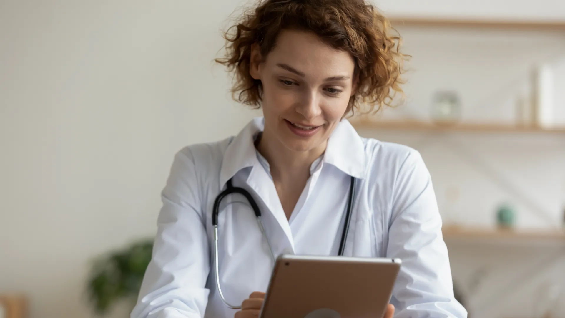 Doctor working on a tablet