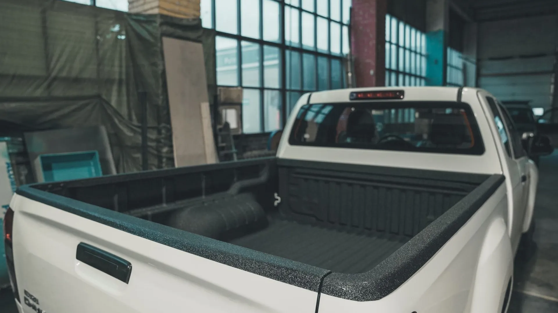 a car parked inside a building