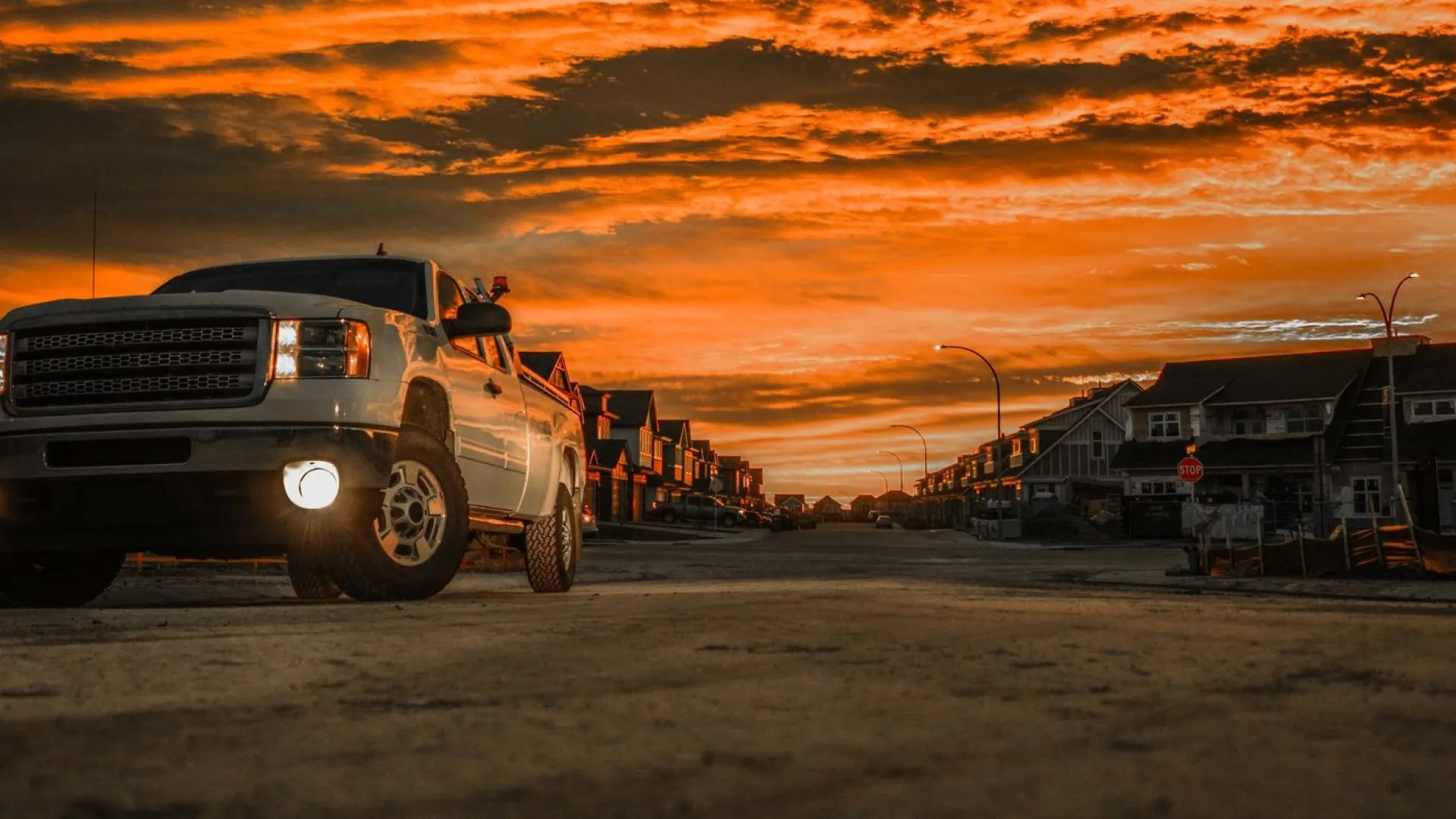 a truck parked in a parking lot