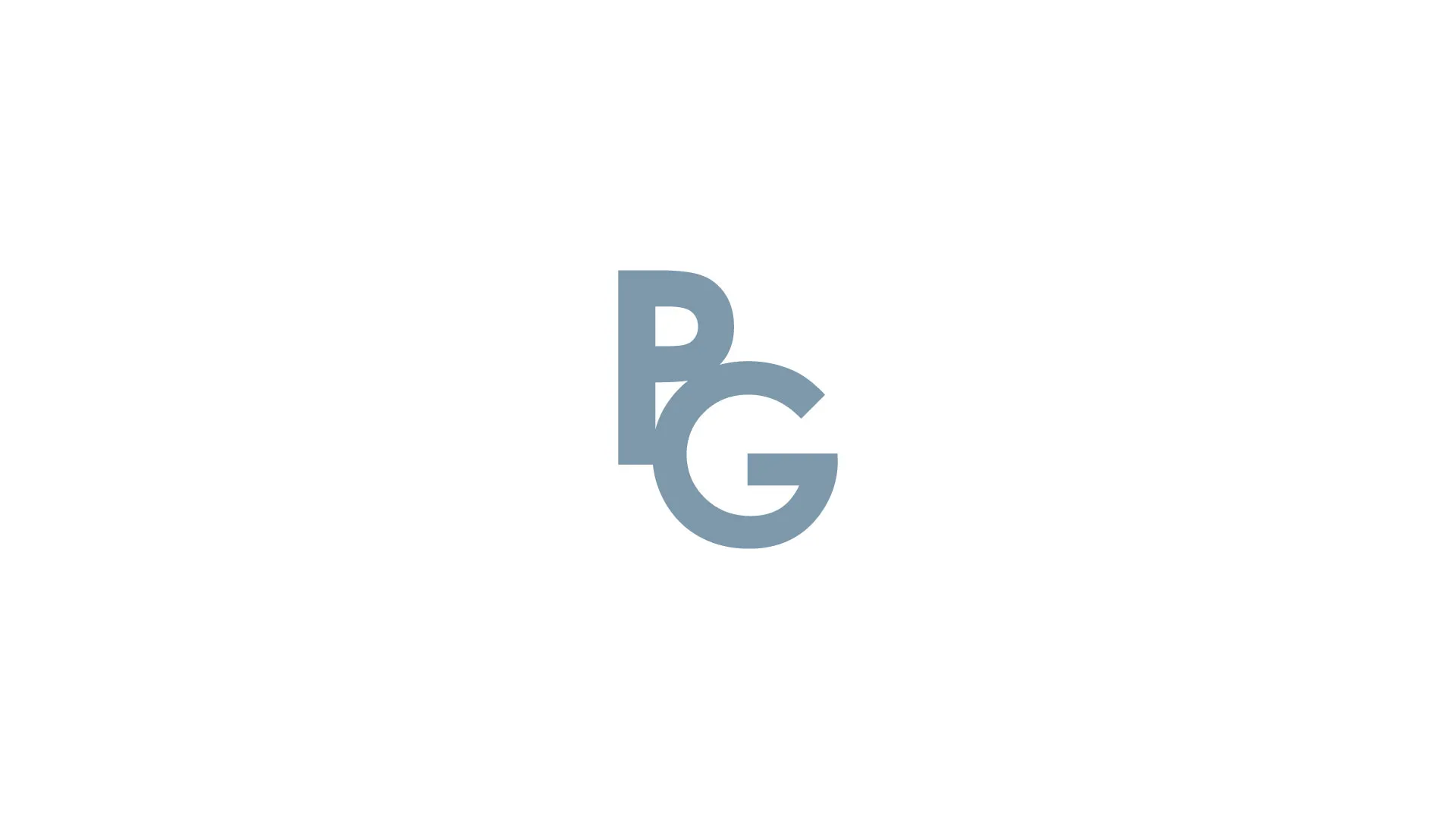 Simple blue BG logo with intertwined letters on a white background