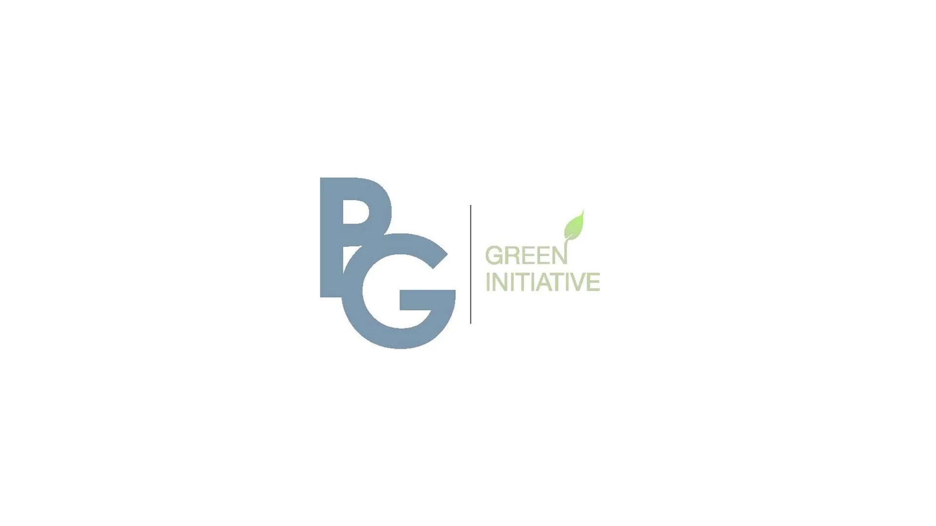 Logo with blue letters BG and green text Green Initiative with a leaf symbol