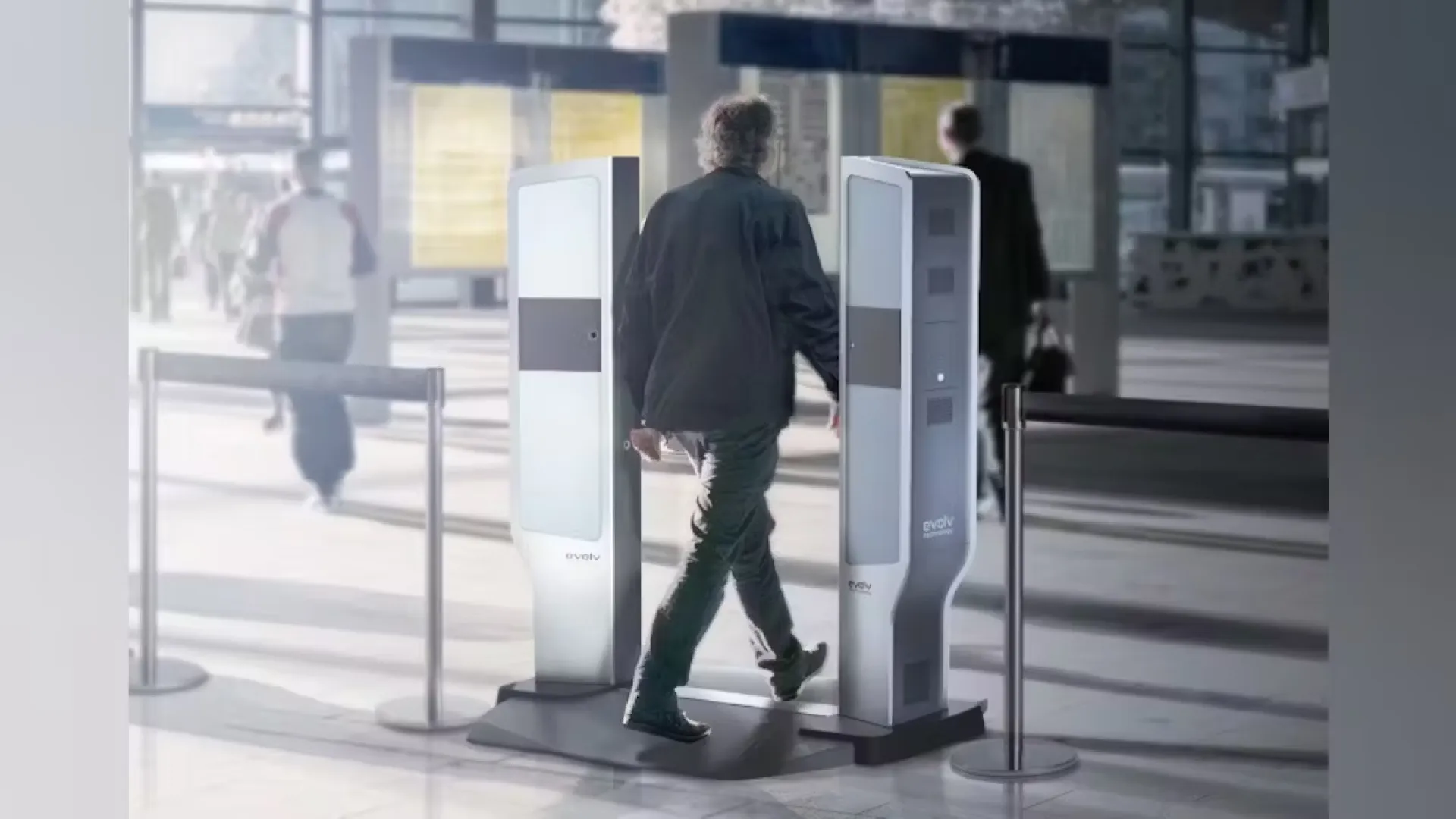 a person walking in a building