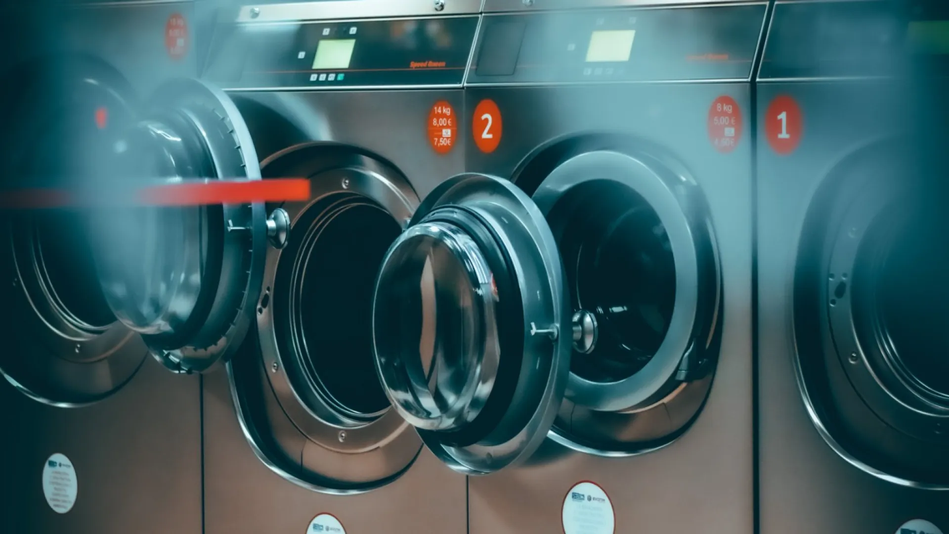 a row of washing machines